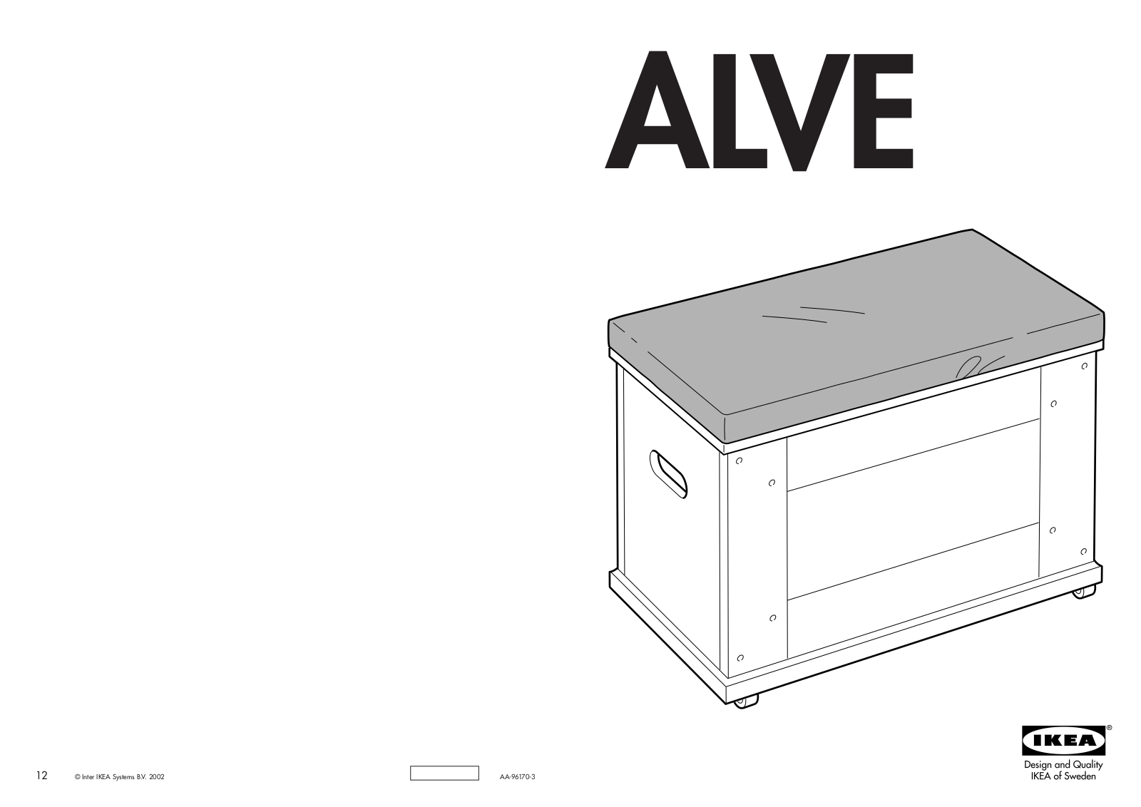 IKEA ALVE STORAGE BENCH 27X12X19 Assembly Instruction