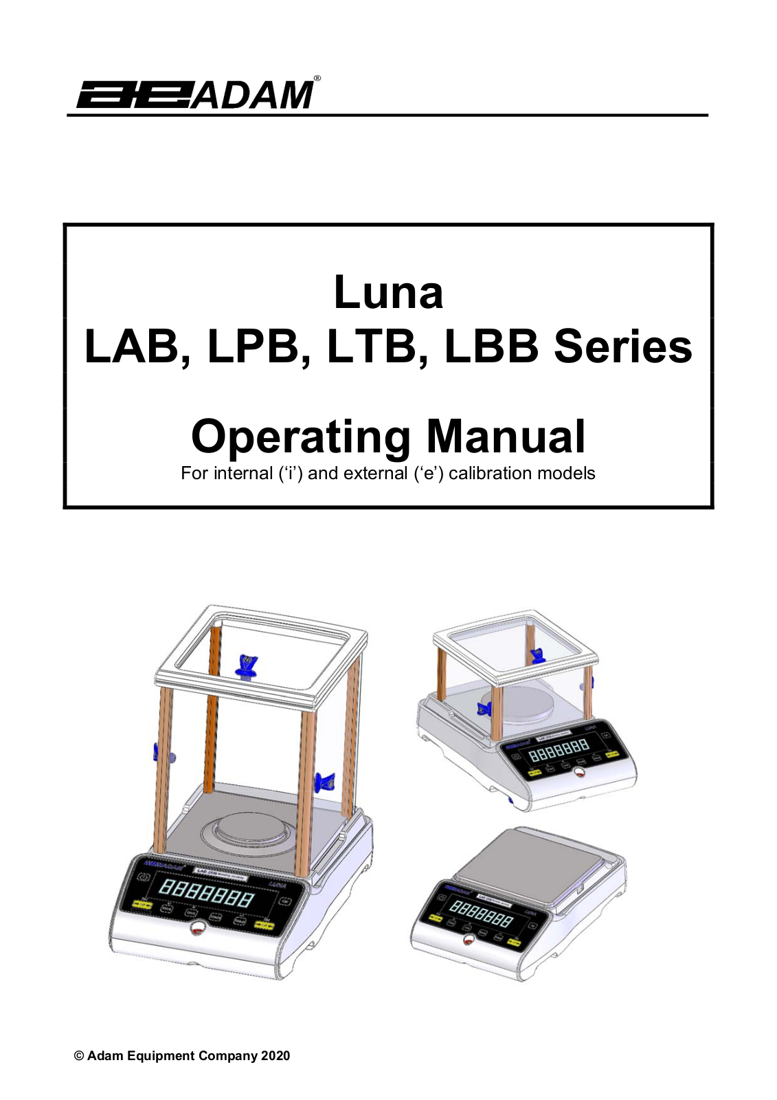 Adam Equipment LBB 12001e, LAB 84i, LAB 84e, LBB 8001e, LBB 6001e Instruction Manual