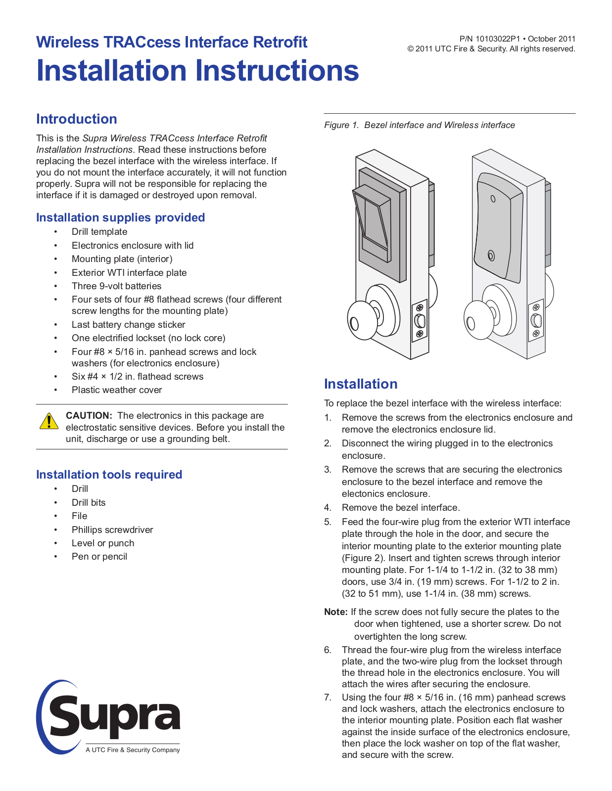 UTC Fire and Security Americas 10102917G1 User Manual