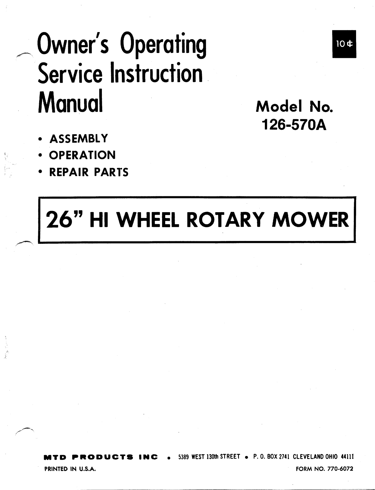 MTD 126-570A User Manual