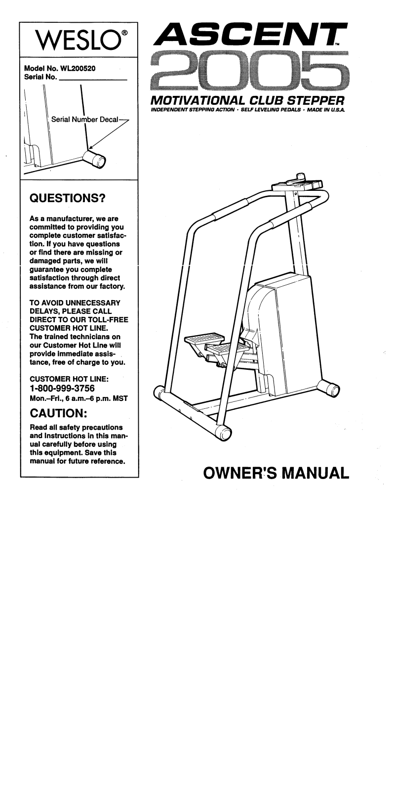 Weslo WL200520 Owner's Manual