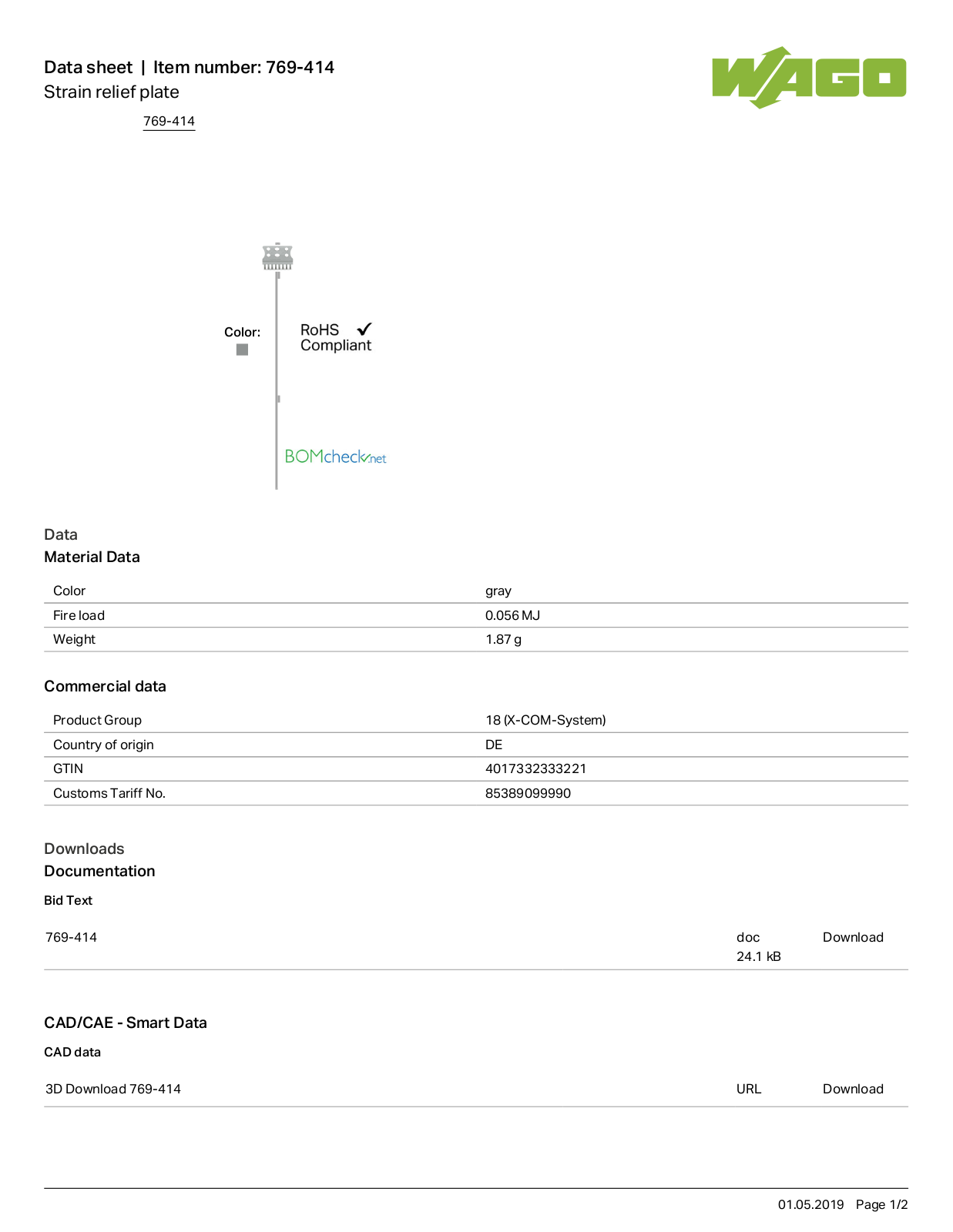 Wago 769-414 Data Sheet