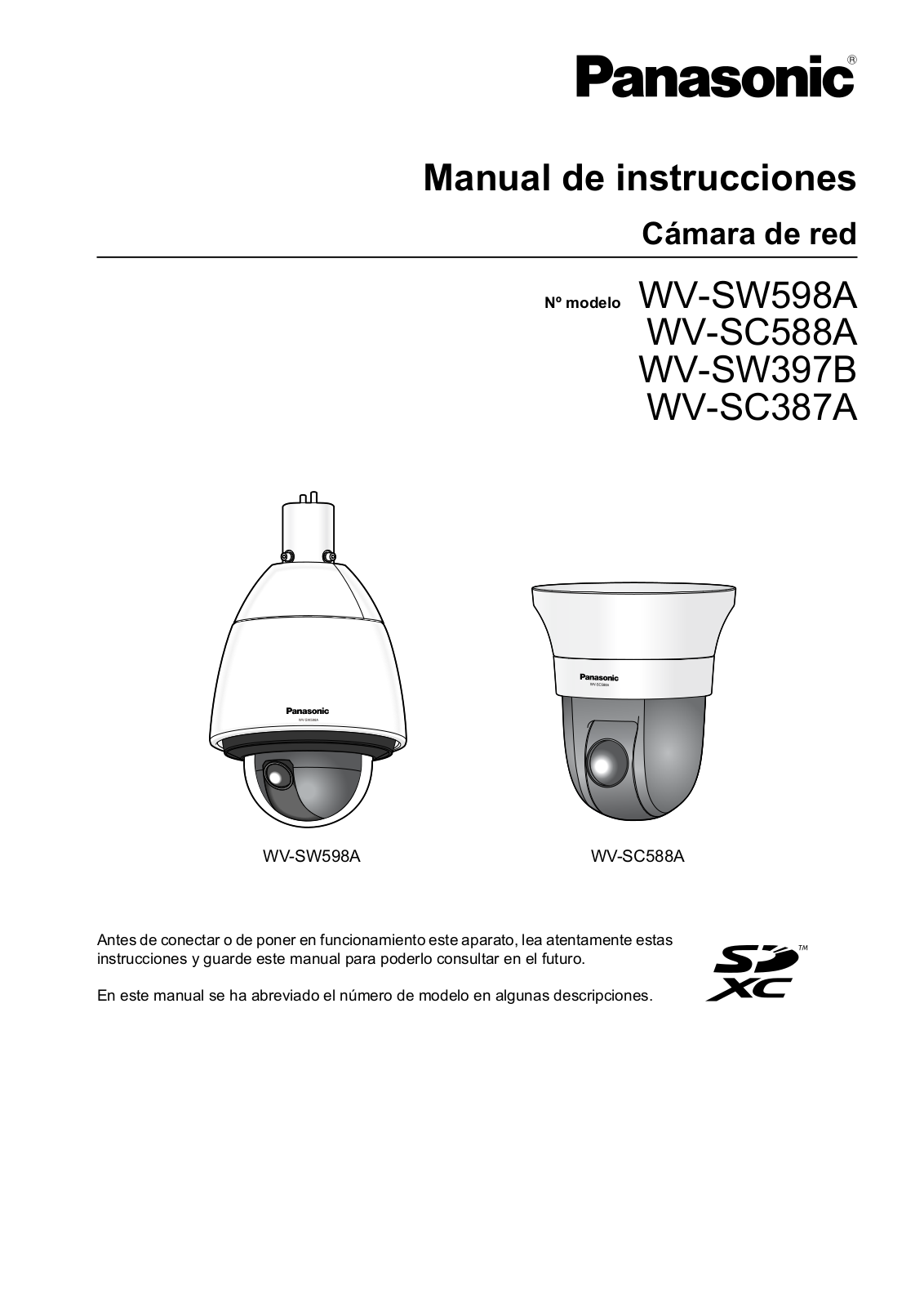 Panasonic WV-SW598A, WV-SC588A, WV-SW397B, WV-SC387A Installation Manual