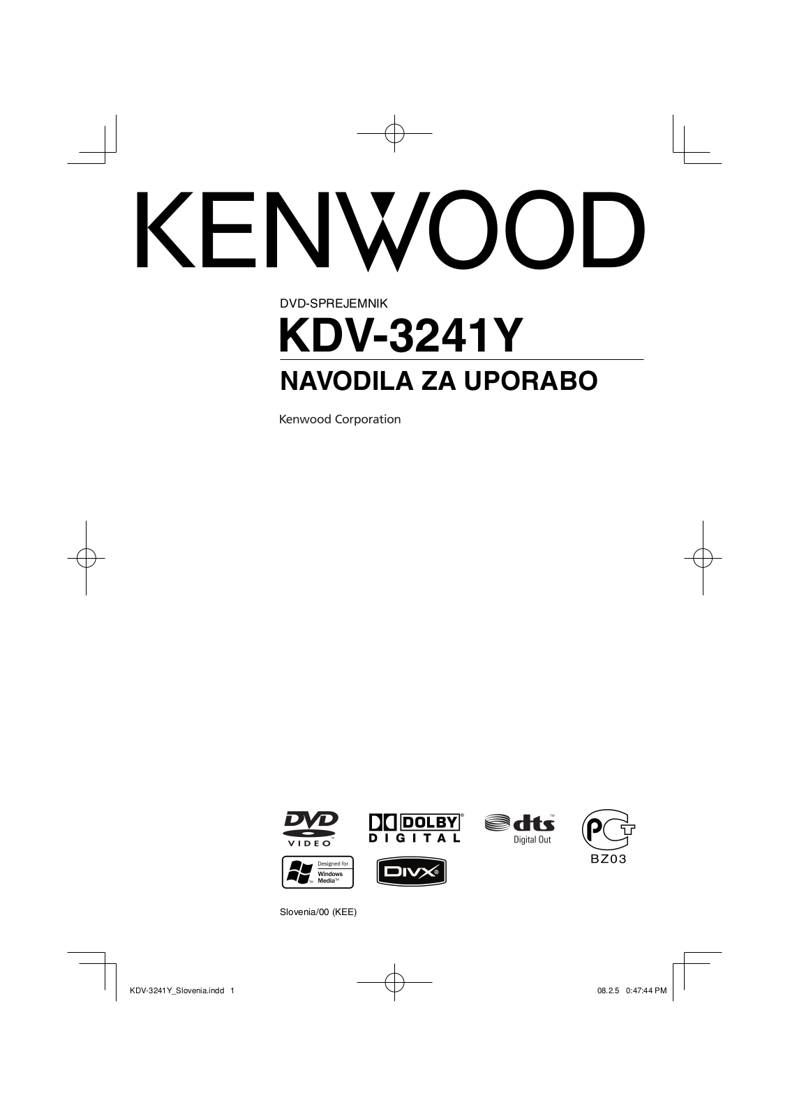 Kenwood KDV-3241Y User Manual