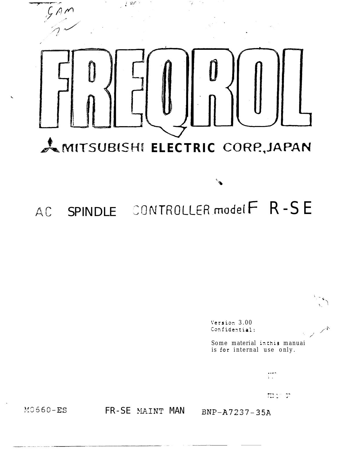 mitsubishi FR-SE Maintenance Manual