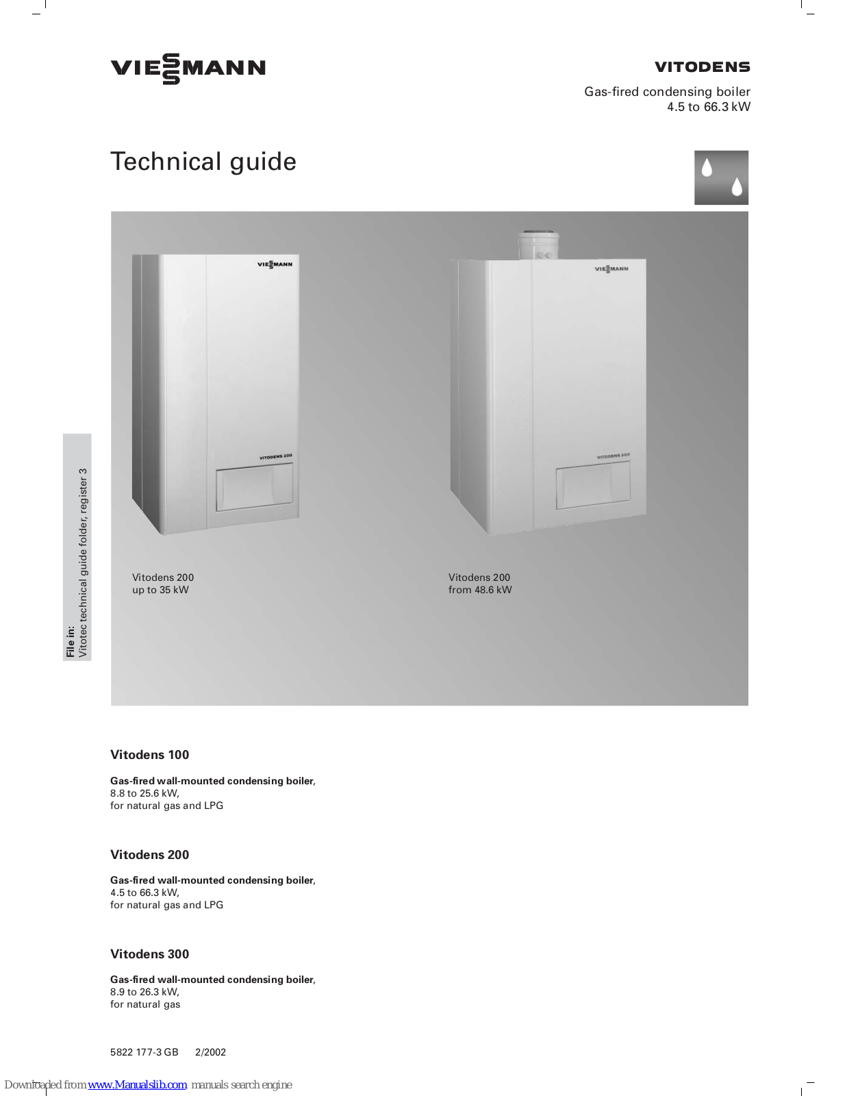 viessm VITODENS 100, VITODENS 200, VITODENS 300 Technical Manual