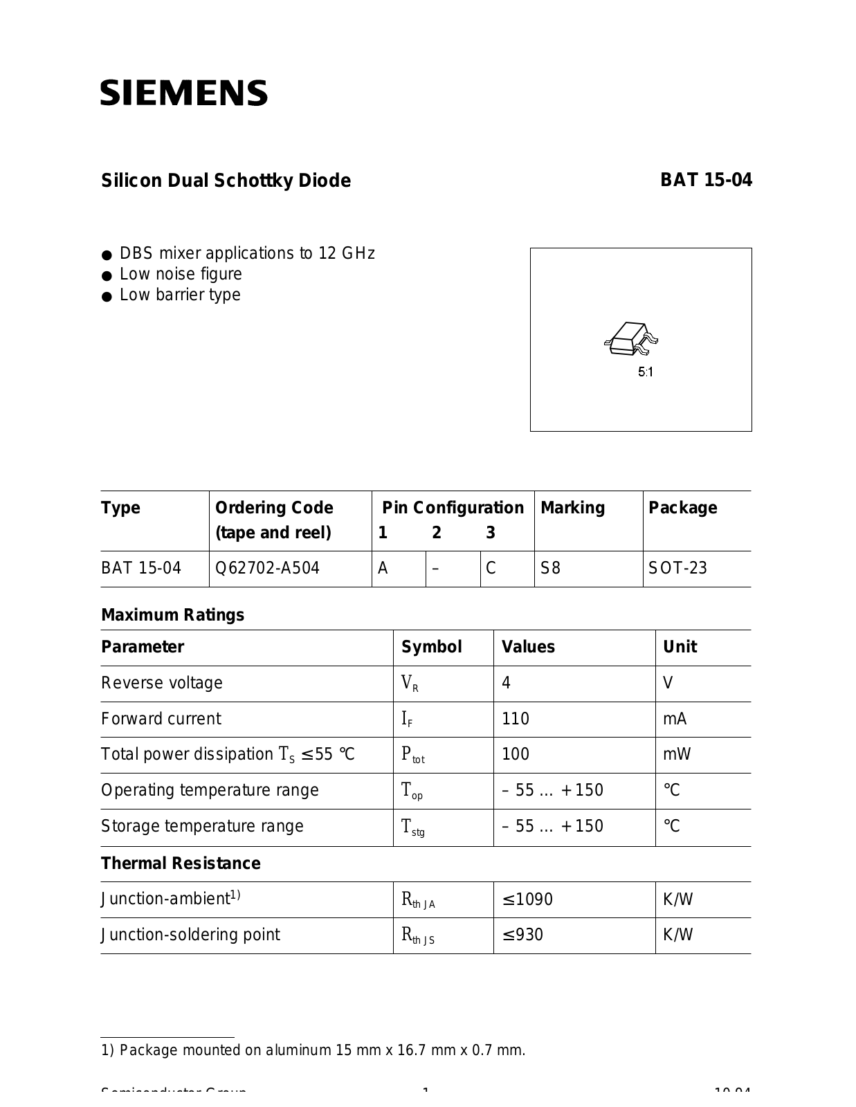 Siemens BAT15-04 Datasheet