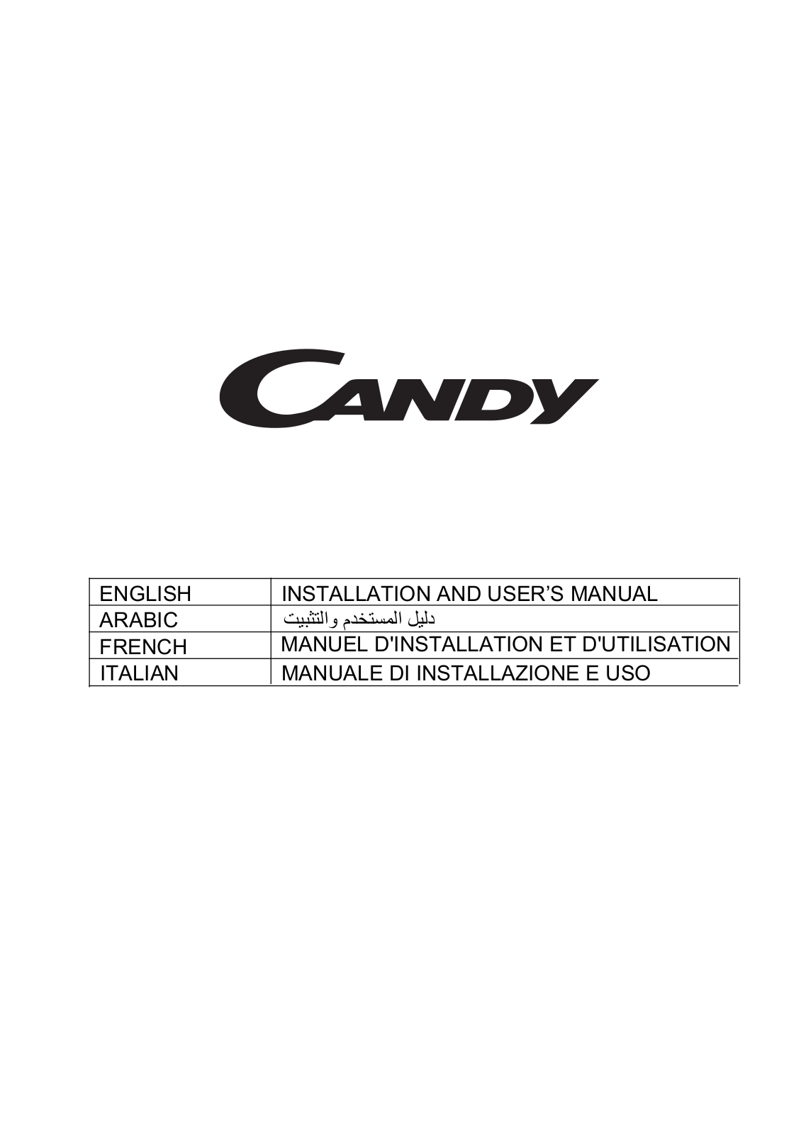 Candy CFT63/1N, CFT63/1W, CFT63/1X User Manual