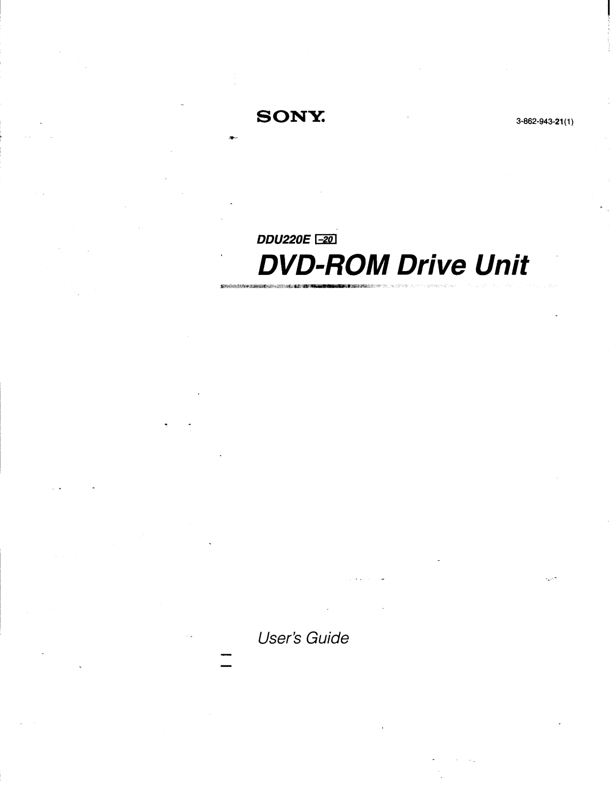 Sony DDU220E Operating Instructions