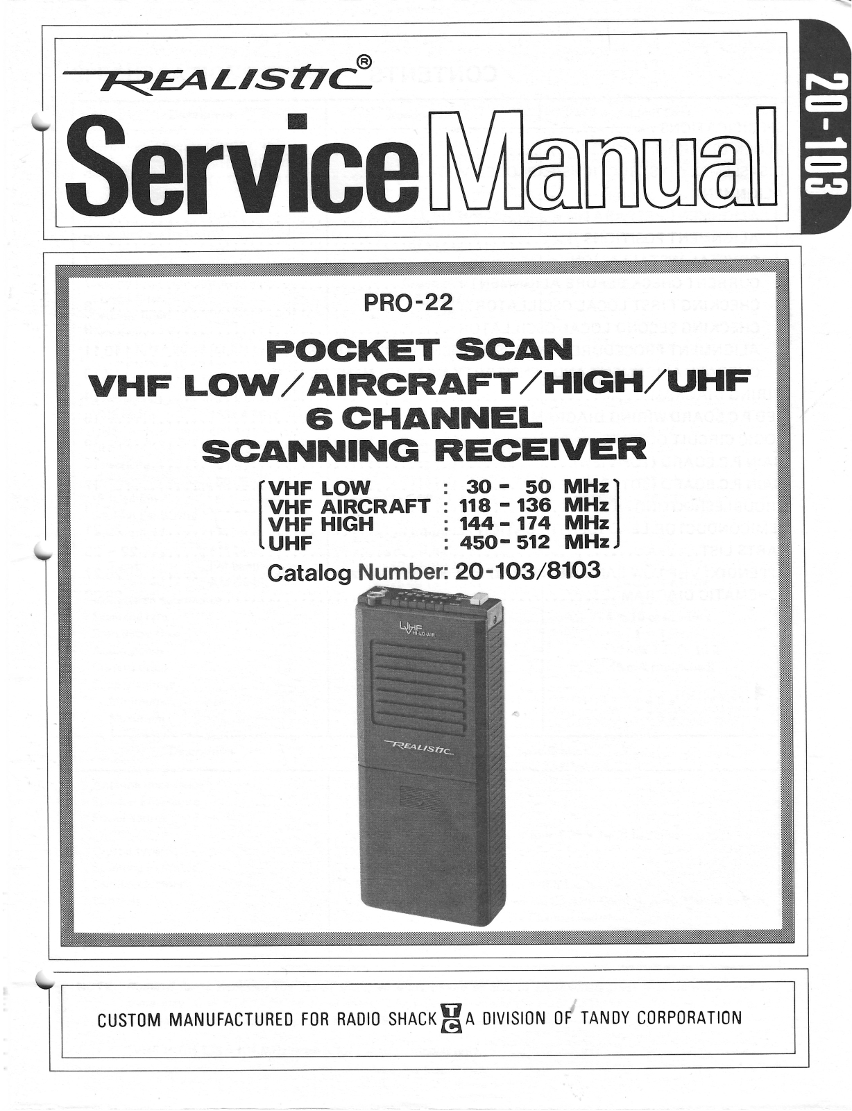 Realistic Pro-22 Service Manual