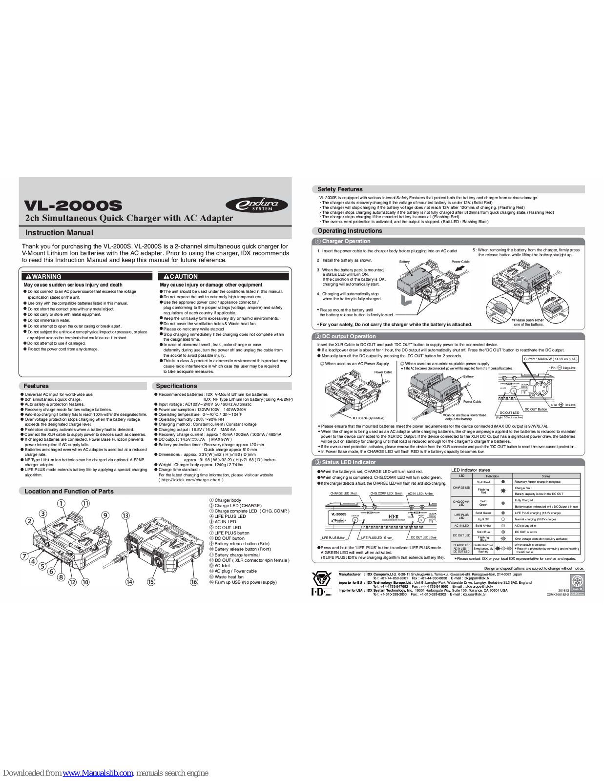 Endura VL-2000S Instruction Manual