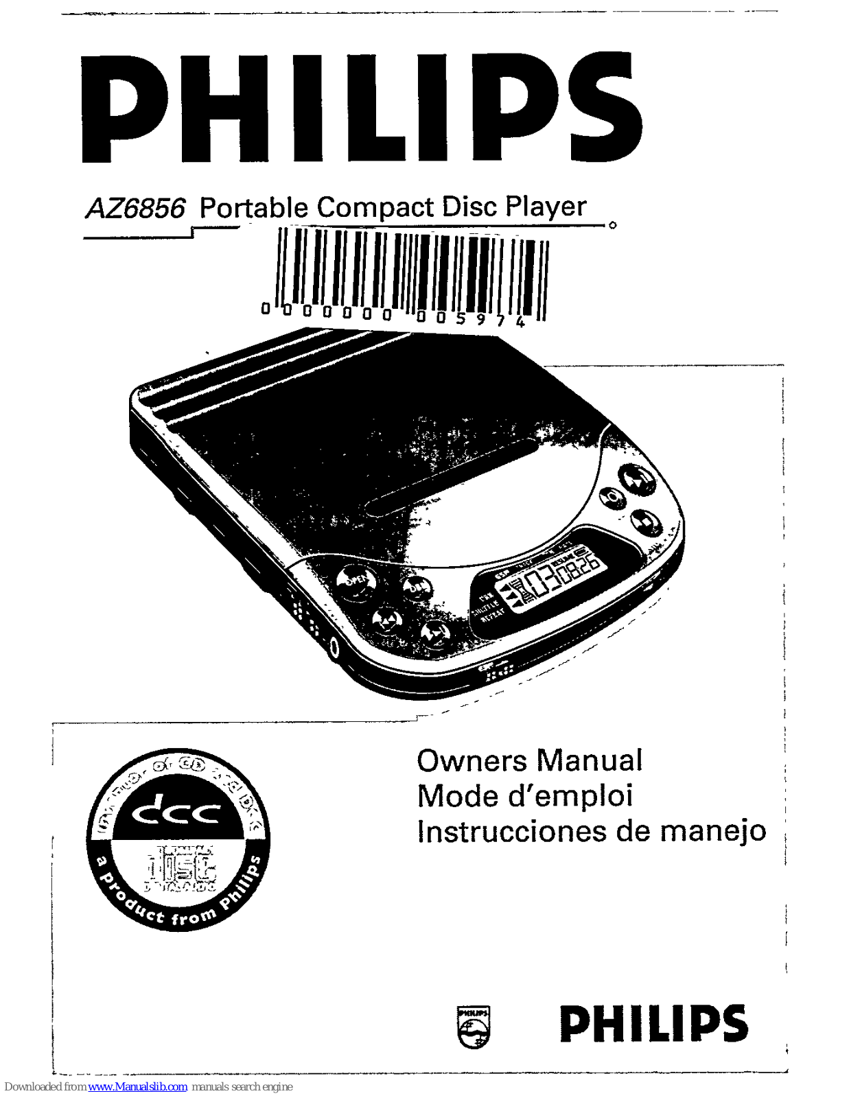 Philips AZ6856 - Cd Portable, AZ6856 Owner's Manual