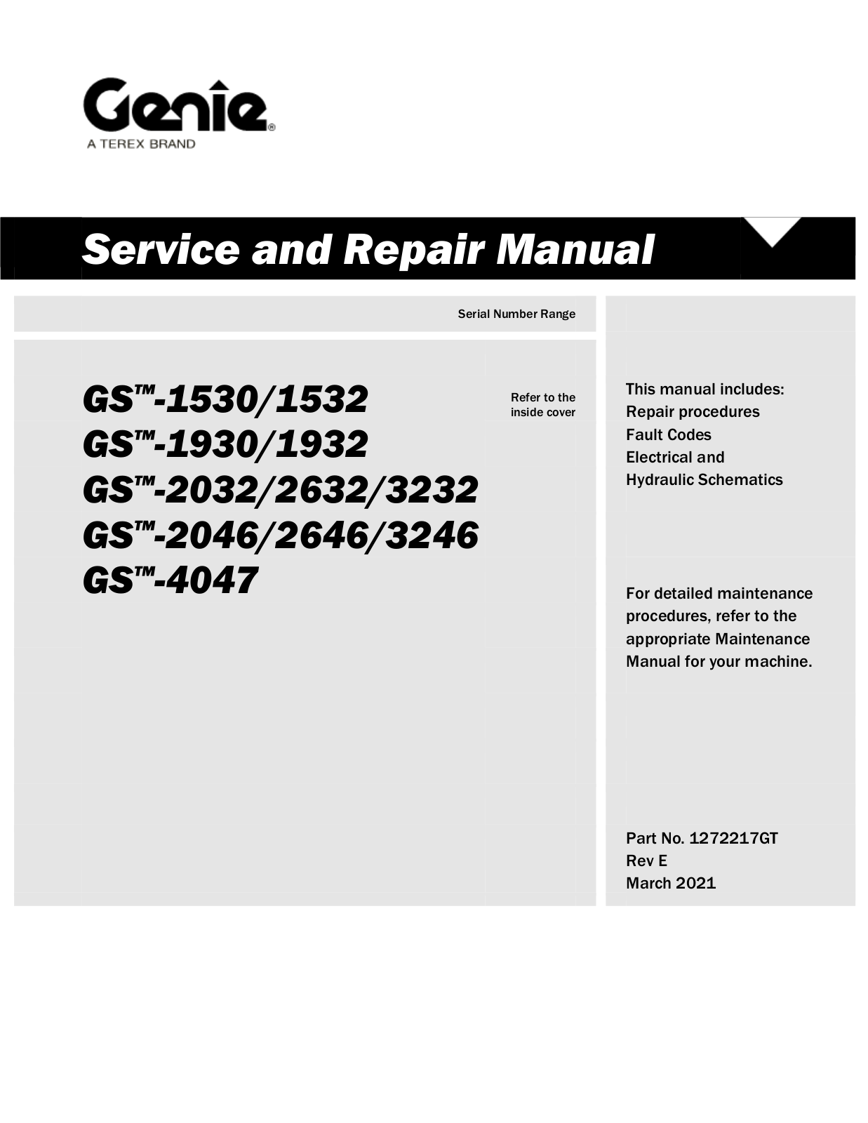 Genie GS-1530, GS-1532, GS-1930, GS-1932, GS-2032 Repair Manual
