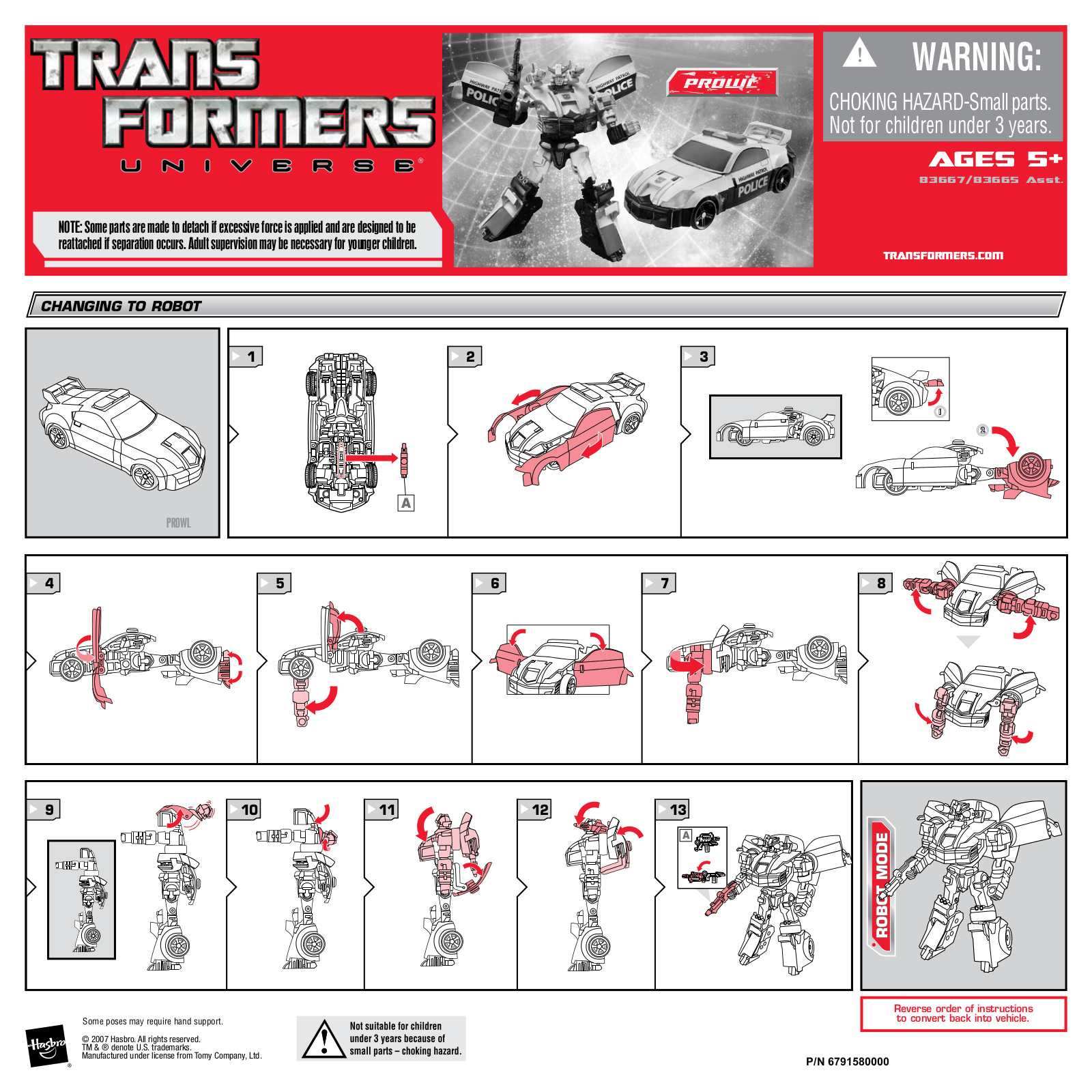 HASBRO Transformers Universe Prowl User Manual