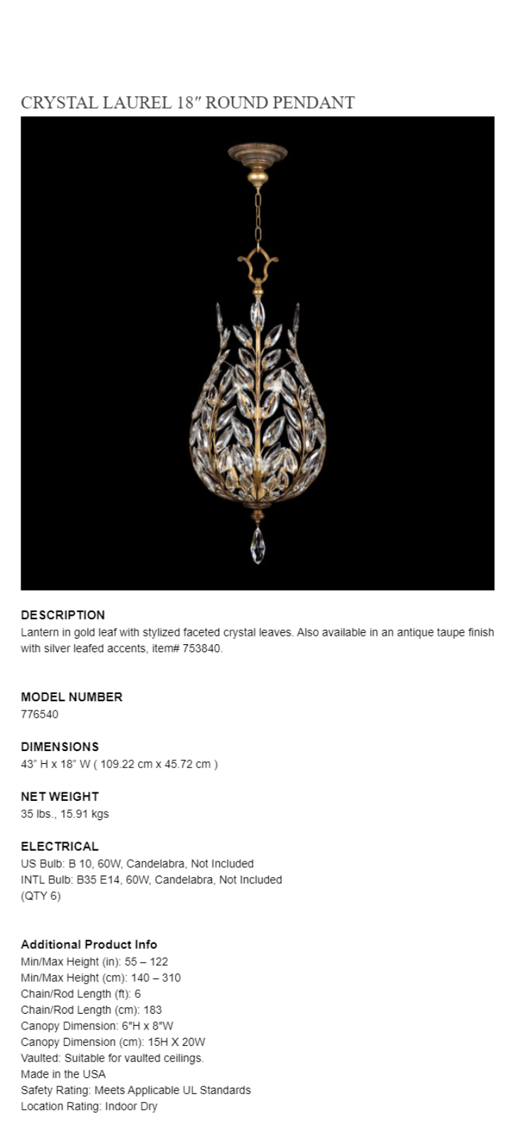 Fine Art Handcrafted Lighting XFA1599 Specification - ManualMachine.com