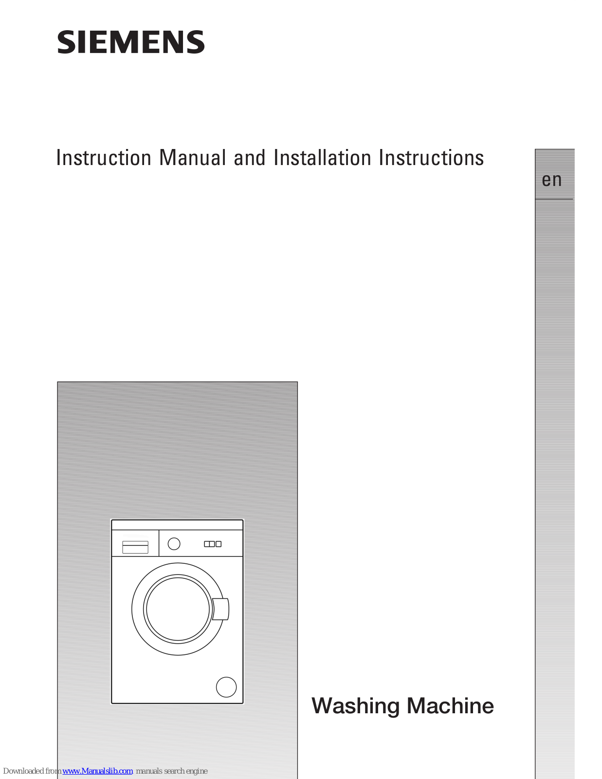 Siemens WM06A160BC Instruction Manual And Installation Instructions