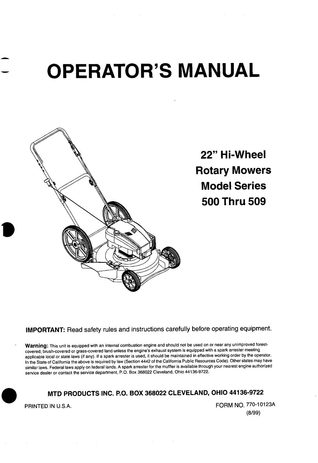 MTD S470 User Manual