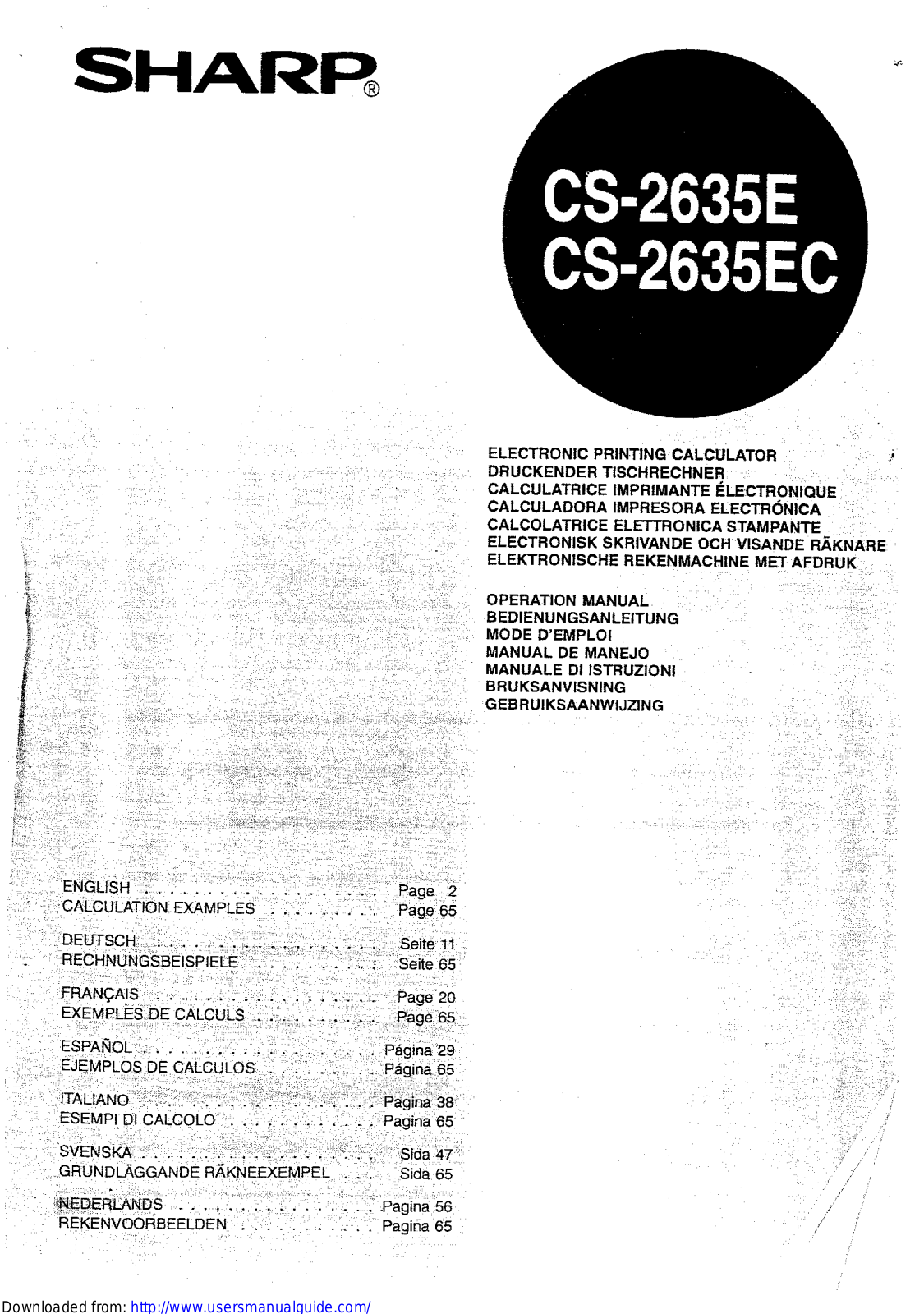 SHARP CS-2635E/EC User Manual