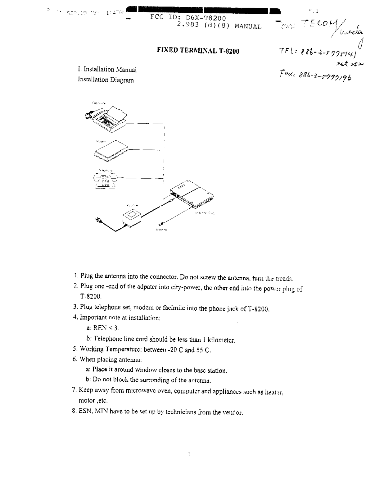 Tecom Co T8200 User Manual