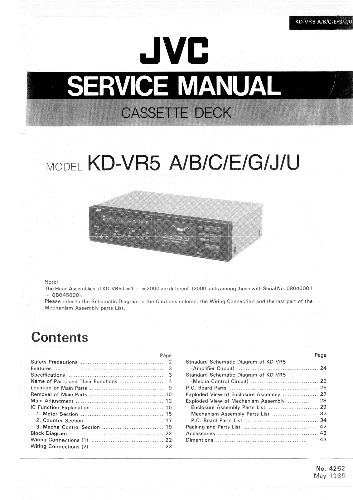 Jvc KD-VR5 Service Manual