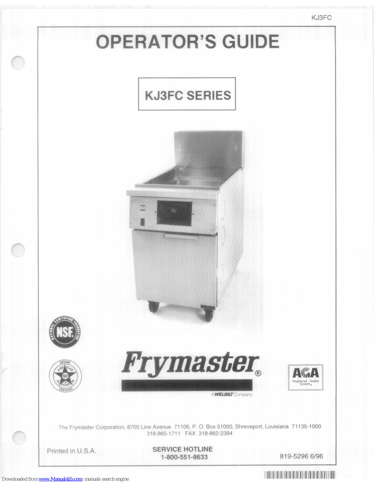 Frymaster KJ3FC series Operator's Manual