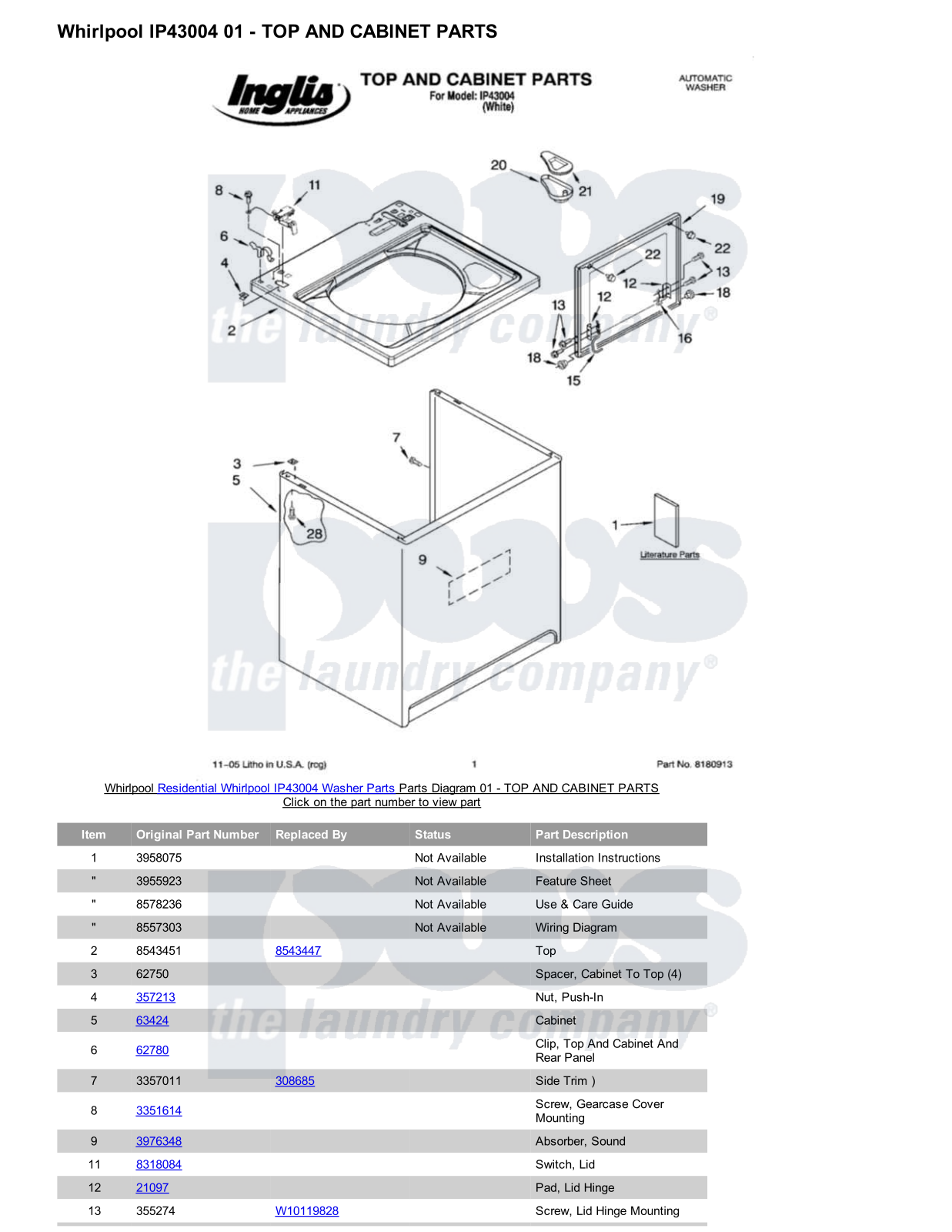 Whirlpool IP43004 Parts Diagram