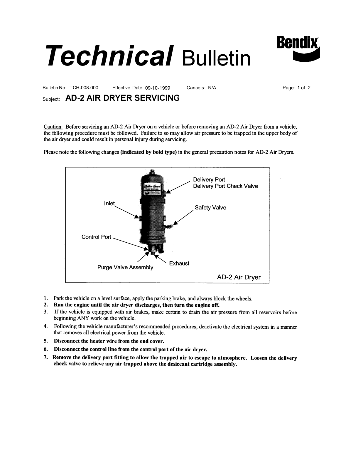 BENDIX TCH-008-000 User Manual