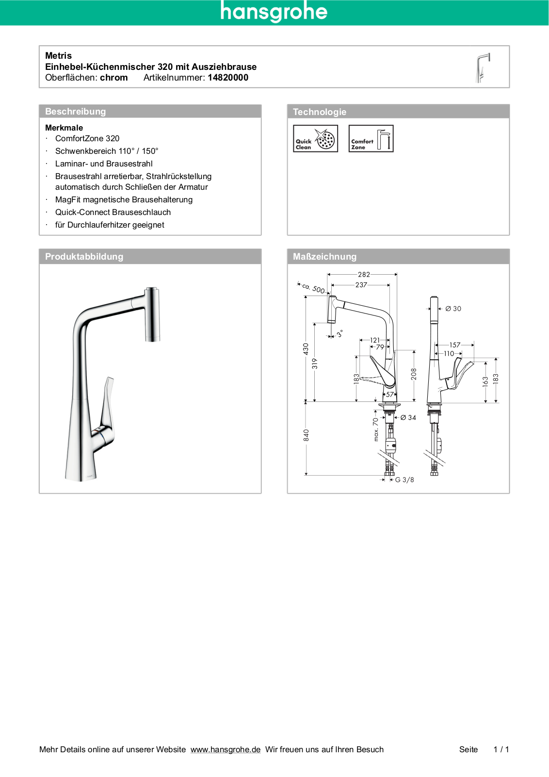 grohe 14820000 User Manual