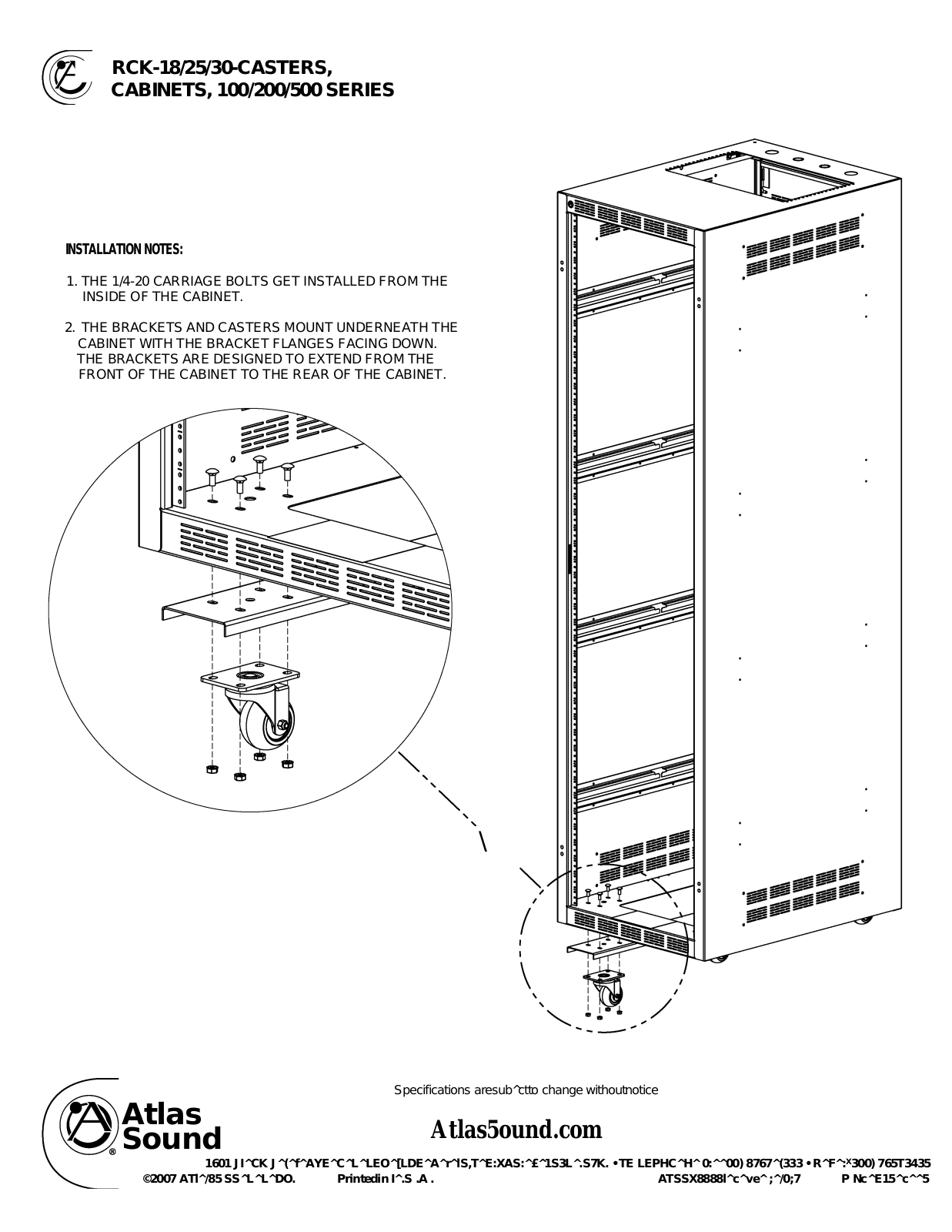 Atlas Sound RCK-18, RCK-25, RCK-30 User Manual