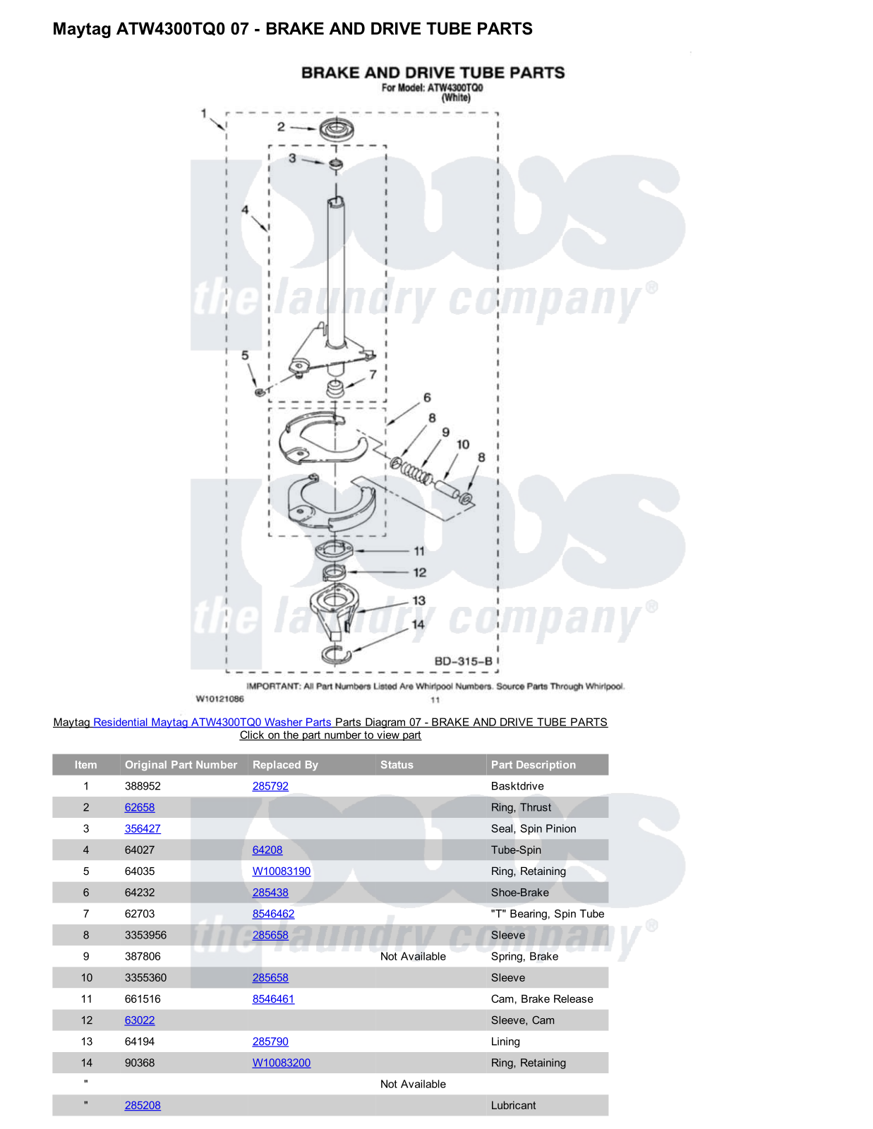 Maytag ATW4300TQ0 Parts Diagram