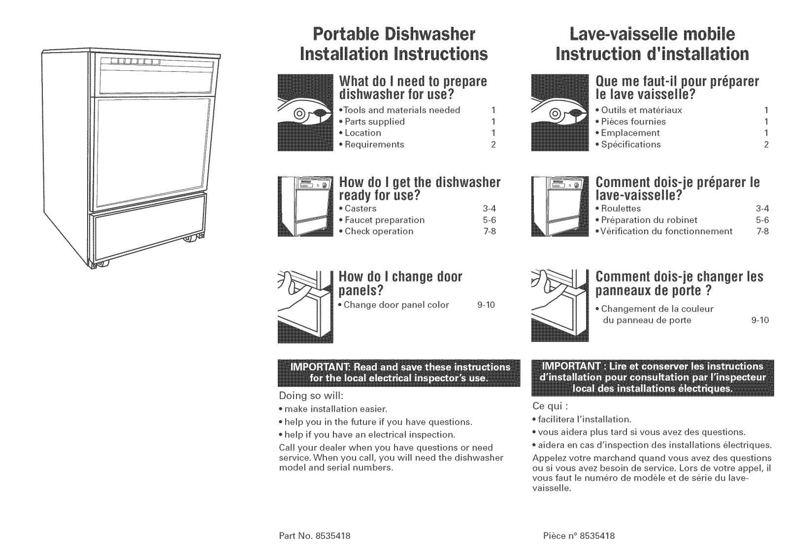 Whirlpool DU915PWPS2, DU915PWPQ2, DU850SWPB2, DU840SWPQ2, DP940PWSQ0 Installation Guide - ManualMachine.com