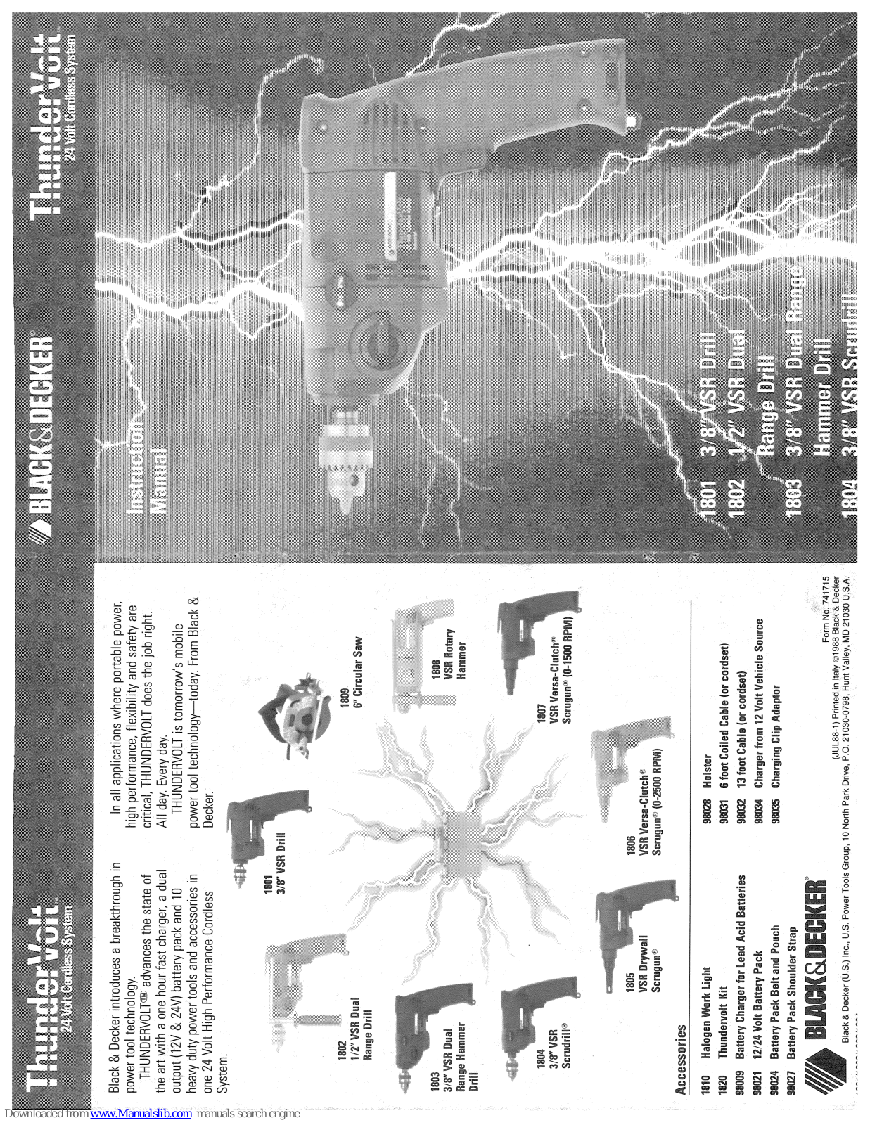 Black & Decker 1805, 1802, 1803, 1804, 1806 Instruction Manual