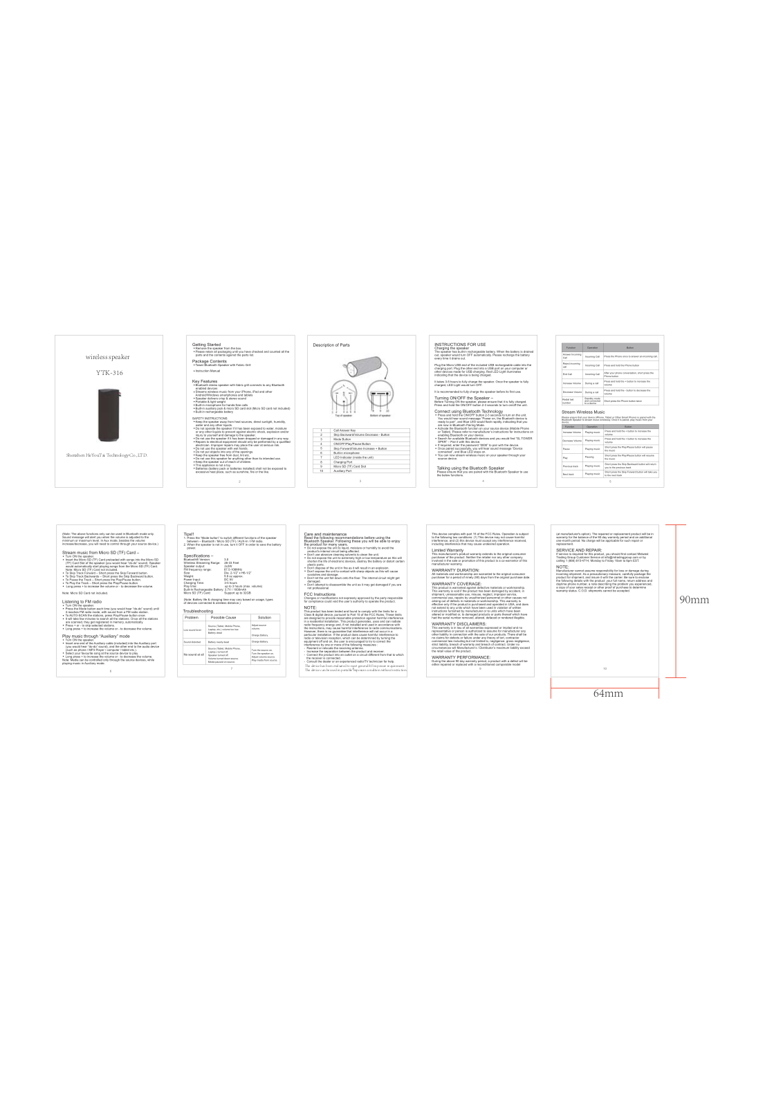 HeYouTai Technology YTK 316 Users manual