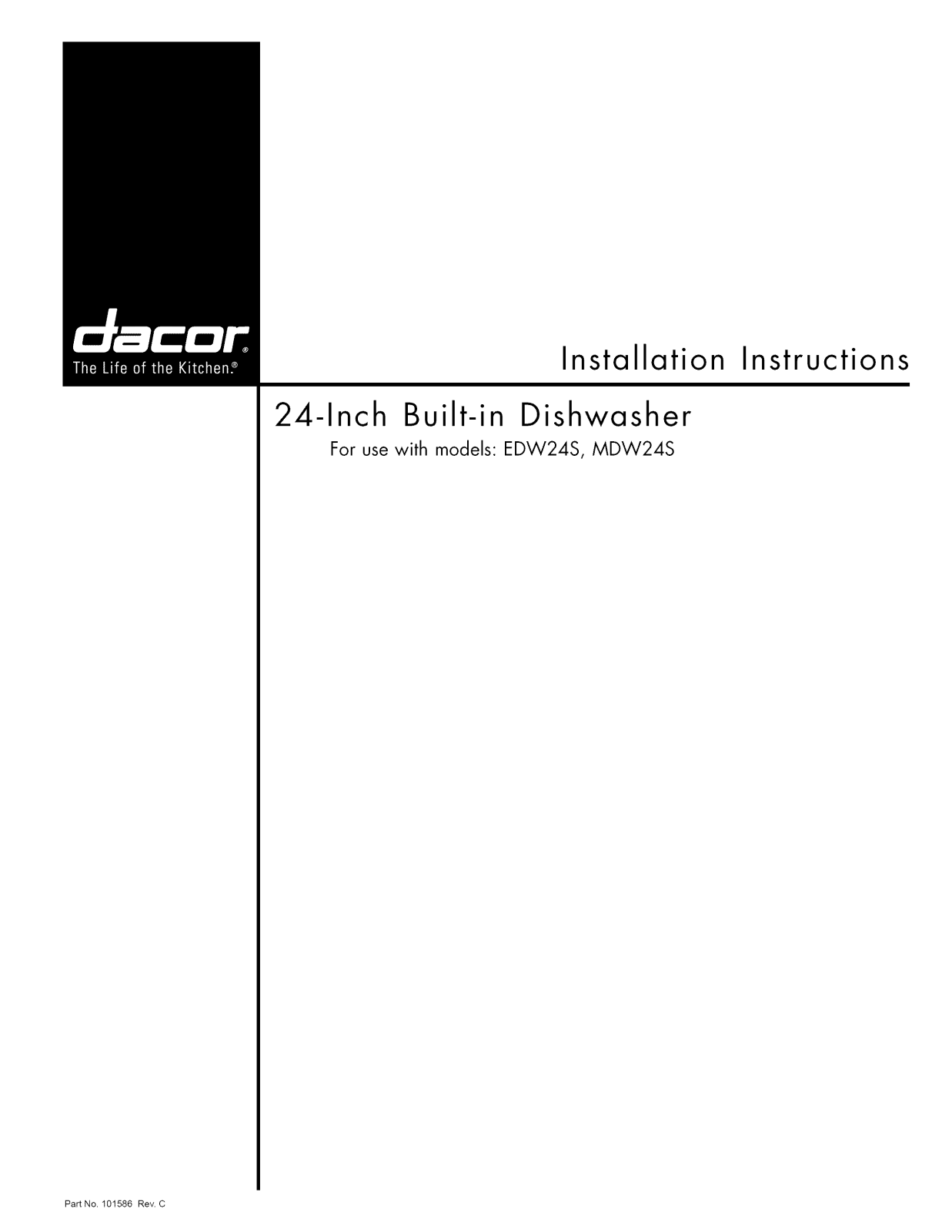Dacor EDW24SBK, EDW24SBR, EDW24SCH, EDW24SCP Installation Guide - ManualMachine.com