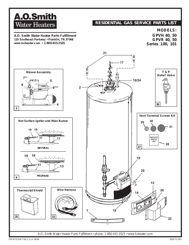 A.O. Smith GPVR 40, GPVH 40 User Manual