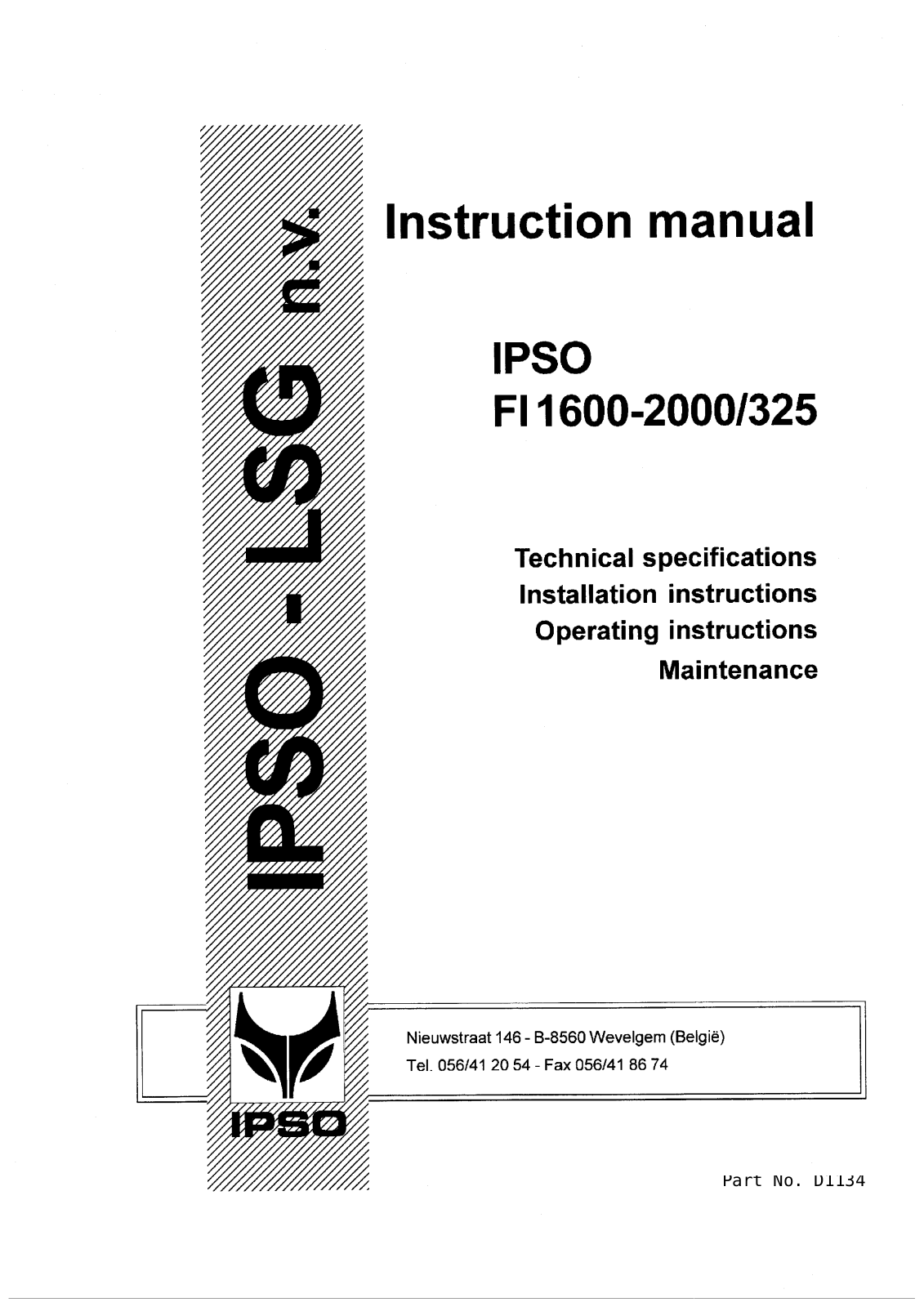 Cissell FI2000/325 Maintenance Manual