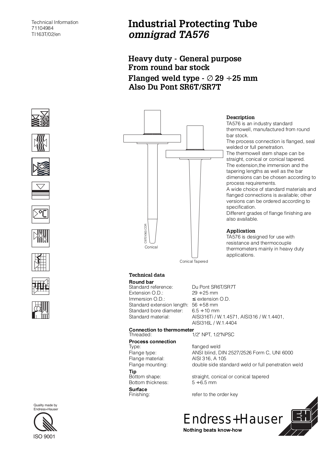 Endress+Hauser TA576 Specifications