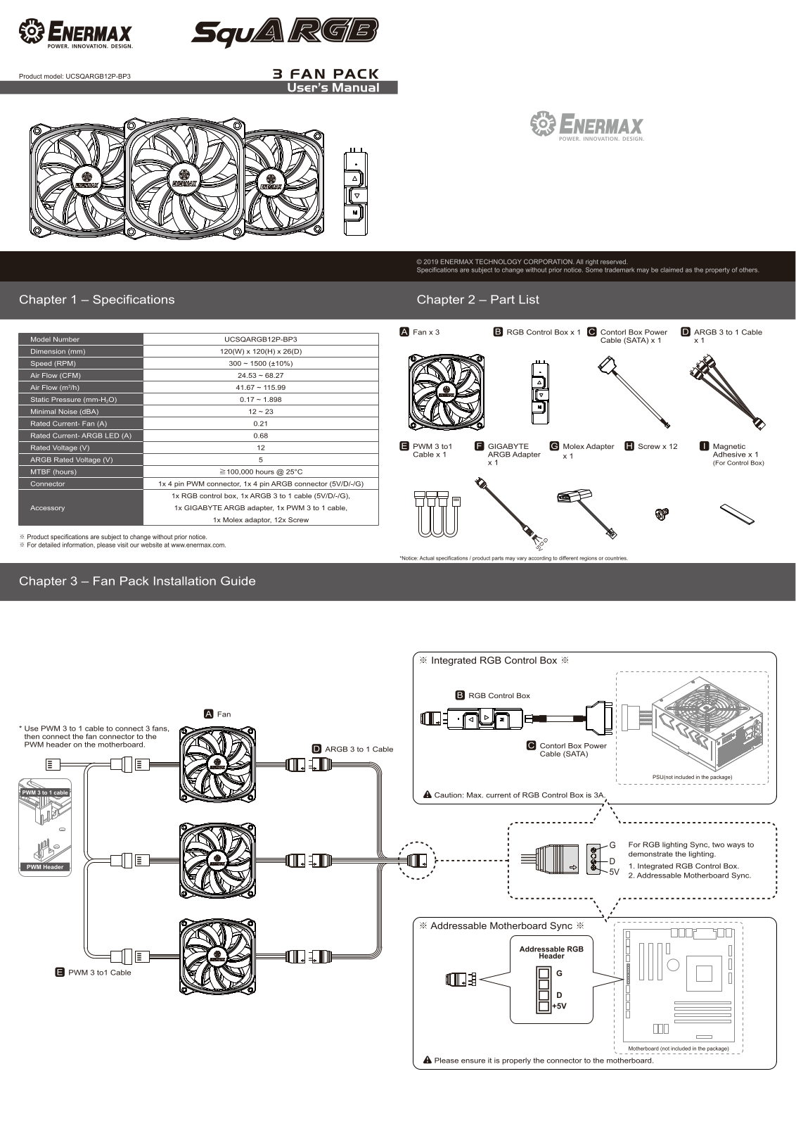 Enermax UCSQARGB12P-SG operation manual