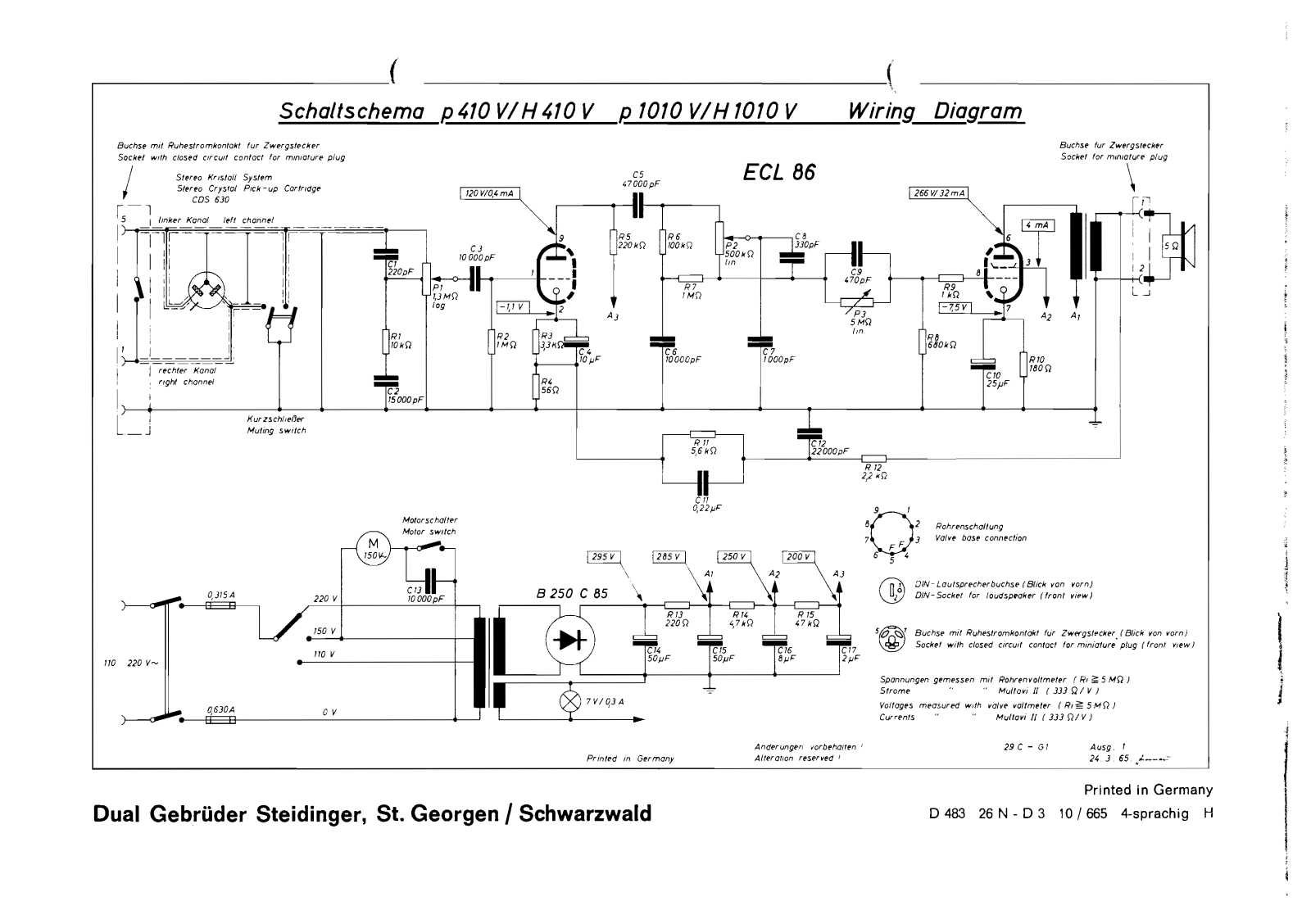 Dual P-410-V, P-1010-V, H-1010-V, H-410-V Service Manual