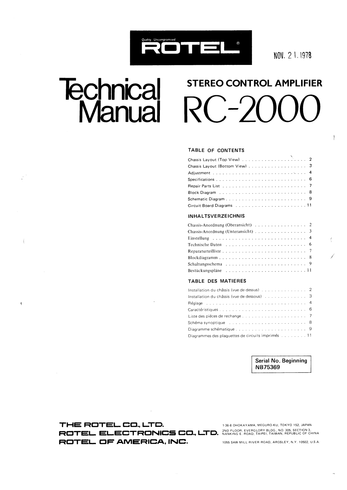 Rotel RC-2000 Service manual