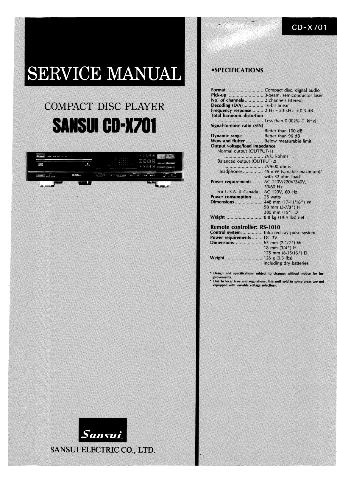 Sansui CDX-701 Service manual