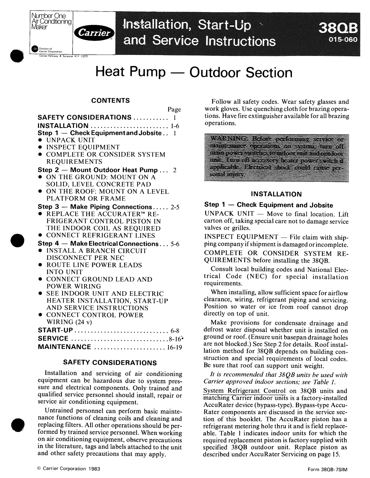 Carrier 38QB User Manual