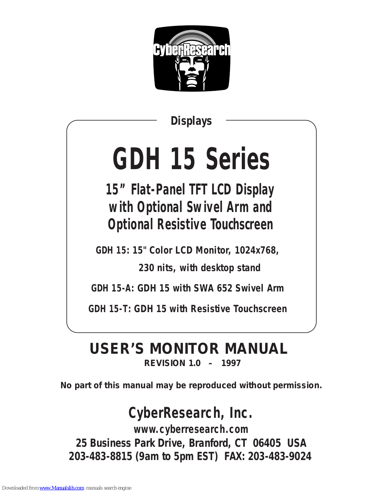 CyberResearch GDH 15, GDH 15-A, GDH 15-T User Manual