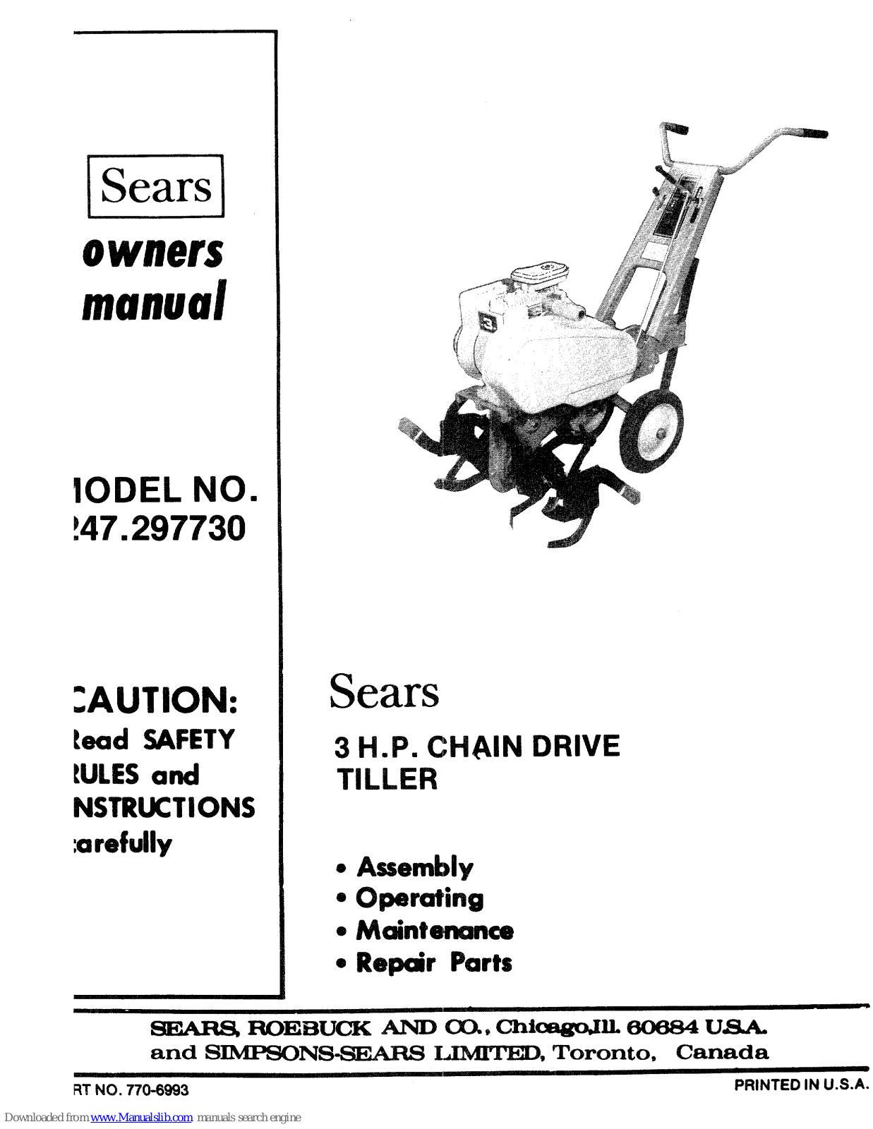 Sears 247.29773 Owner's Manual