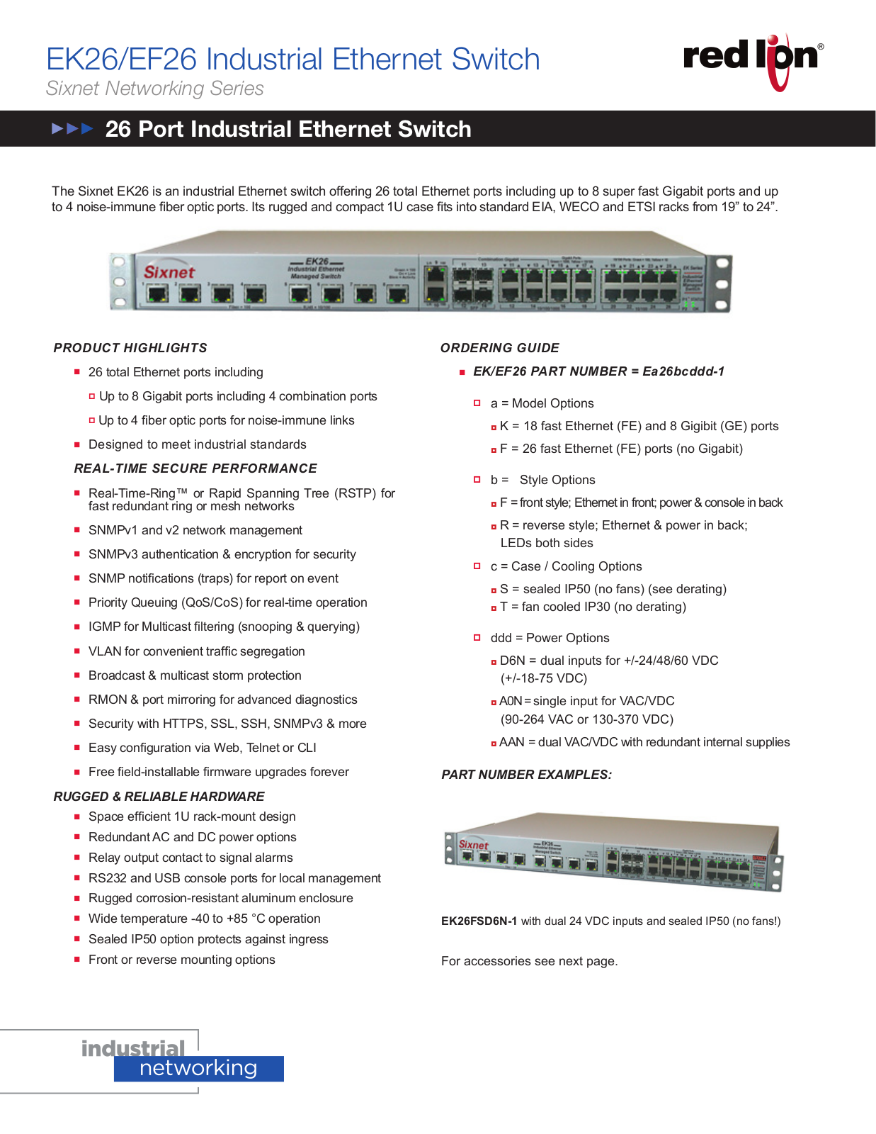 Red Lion EK26, EF26 Data Sheet