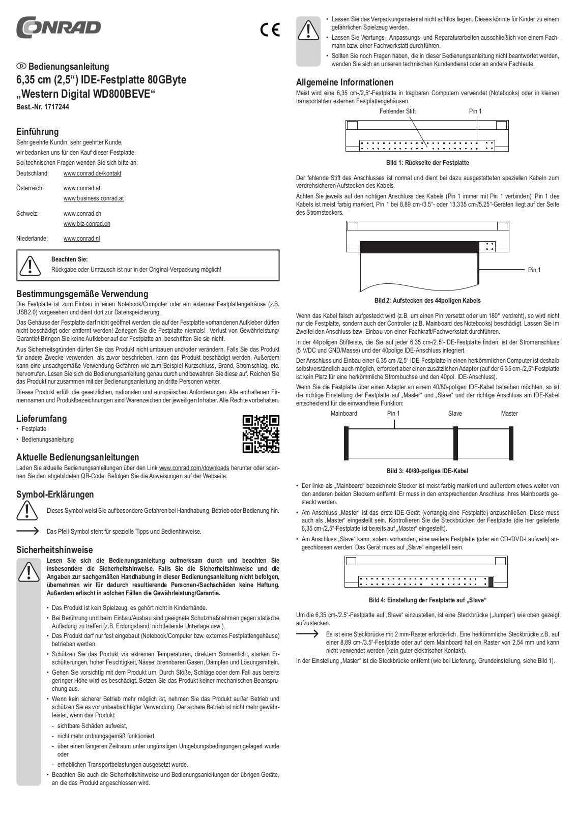 Western Digital WD800BEVE-FR Operation Manual