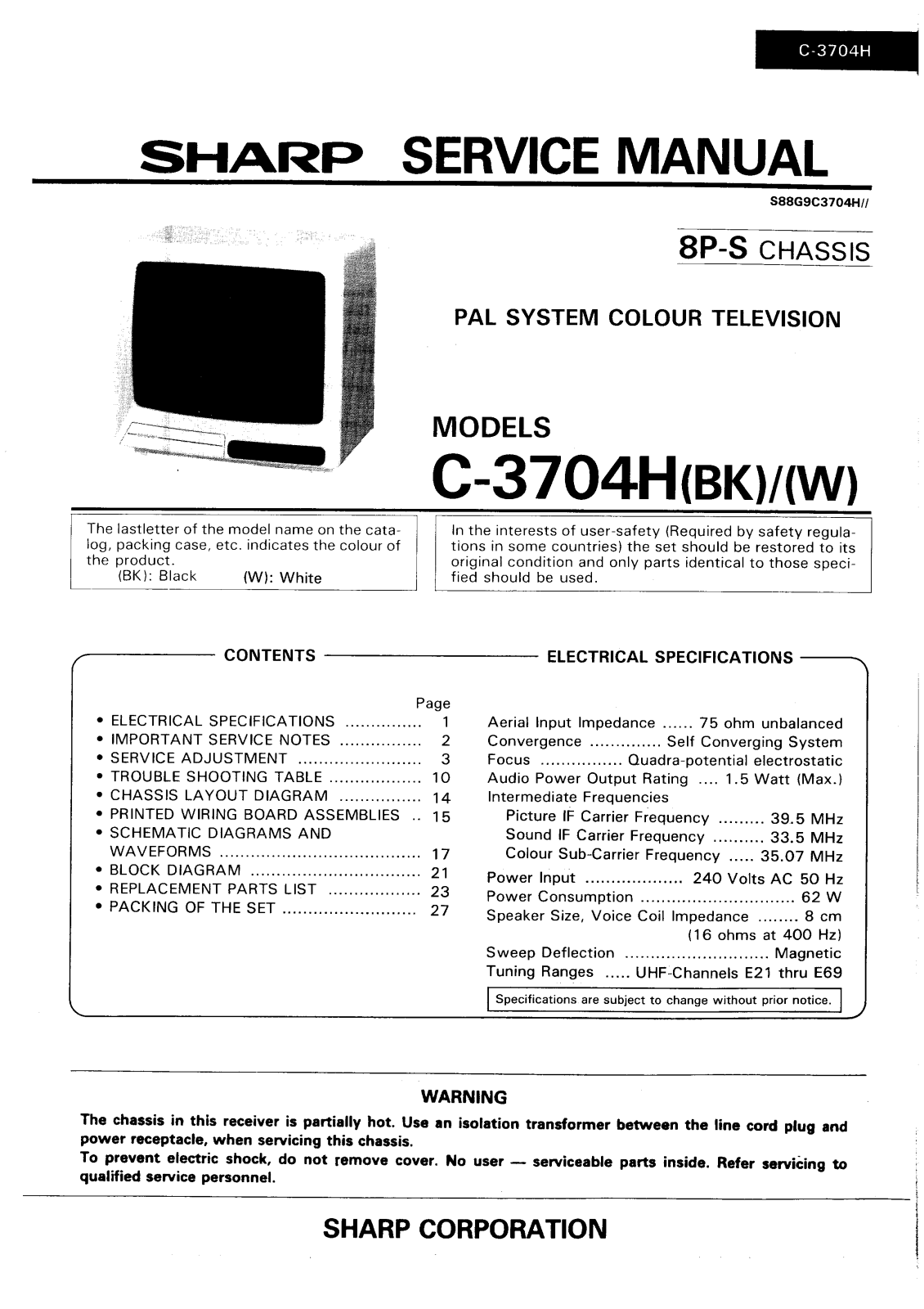 Sharp C-3704H Schematic