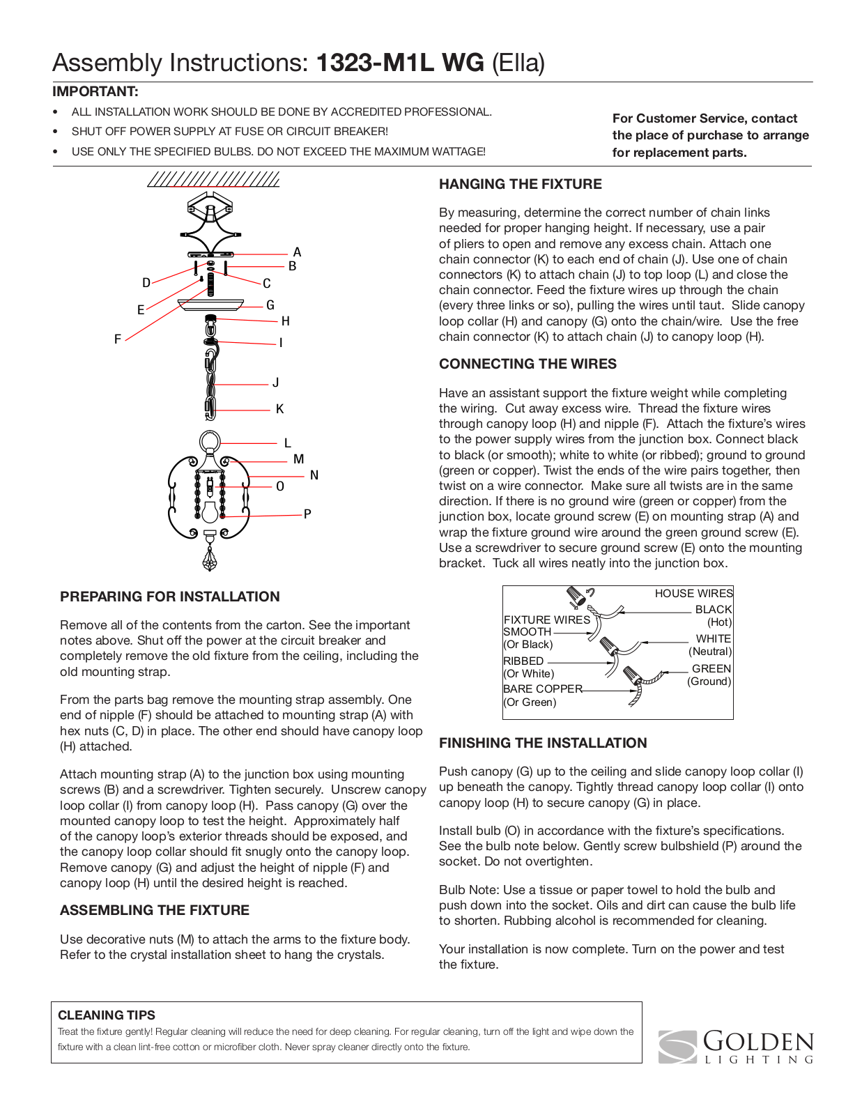 Golden Lighting 1323-M1L WG User Manual