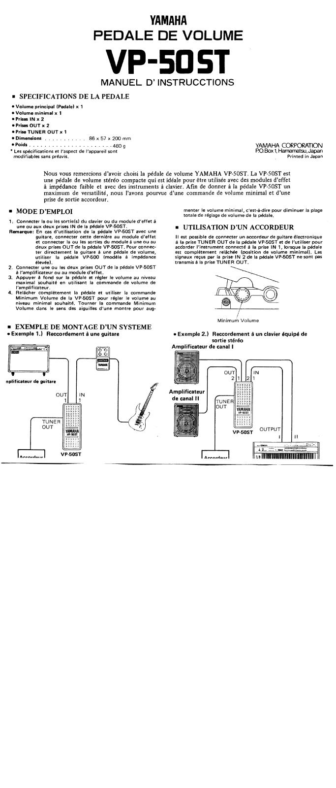 Yamaha VP-50ST Instructions Manual