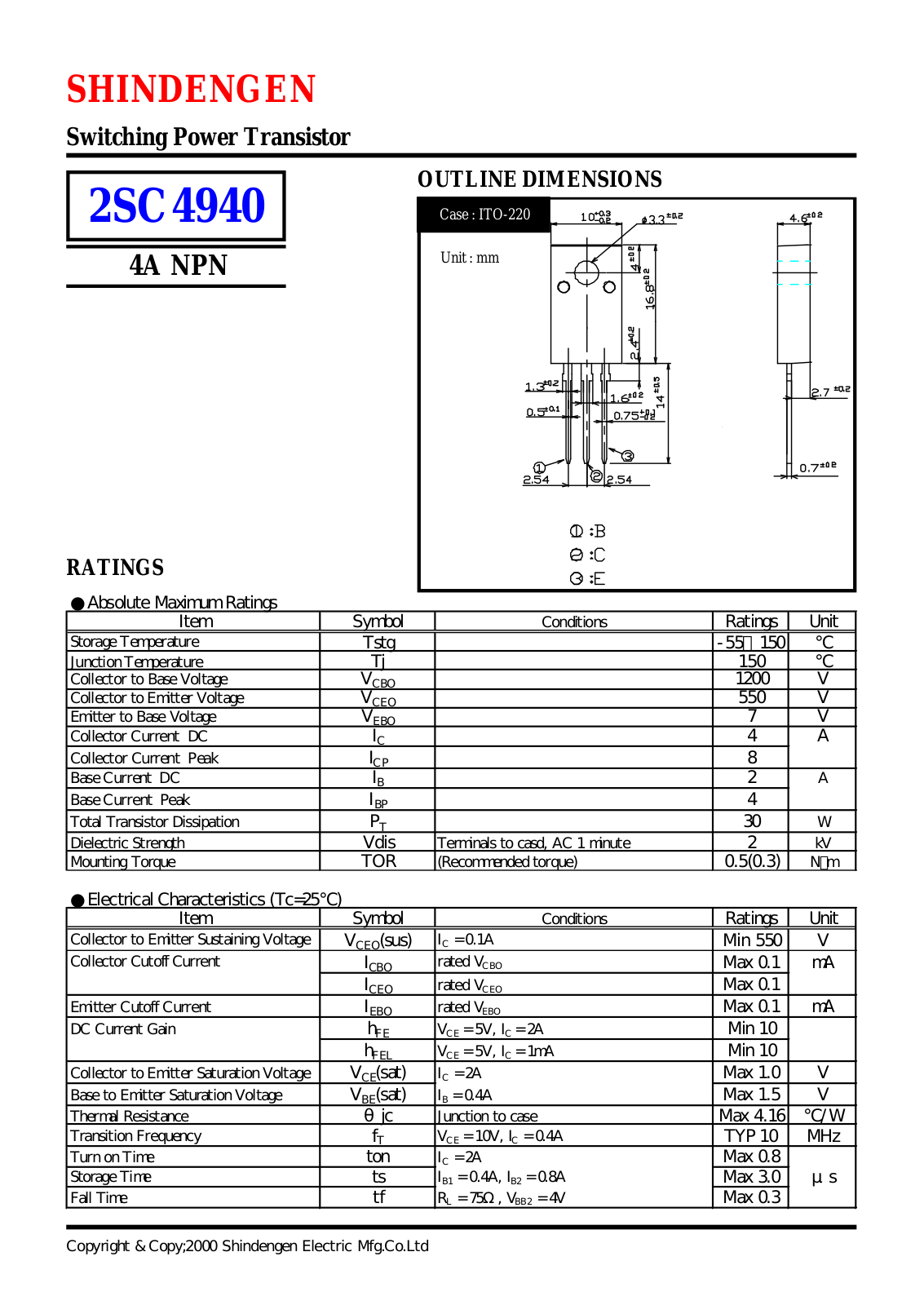 Datasheet 2SC4940 Datasheet (Shindengen) - ManualMachine.com